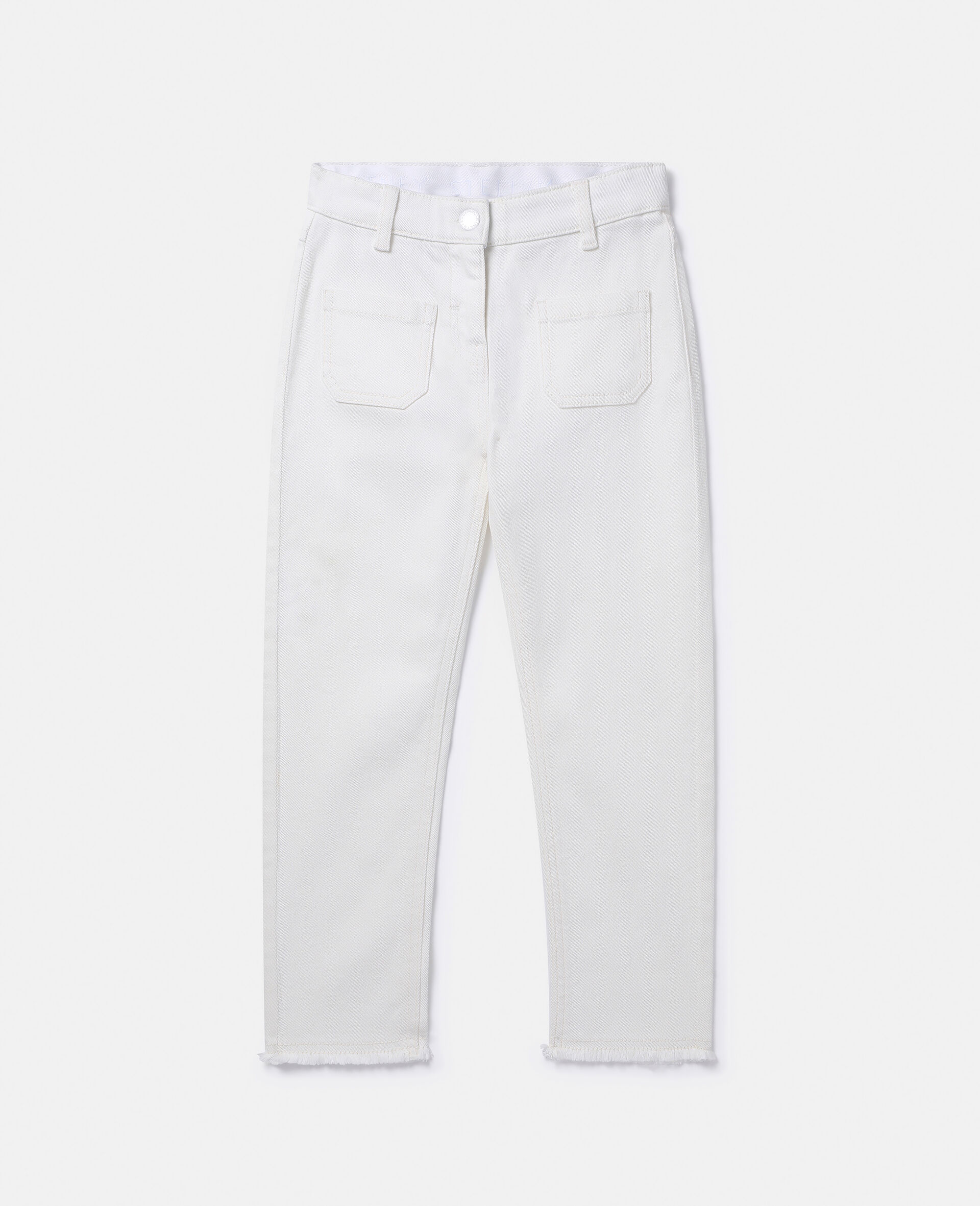 Patch Pocket Straight Leg Jeans-Cream-medium