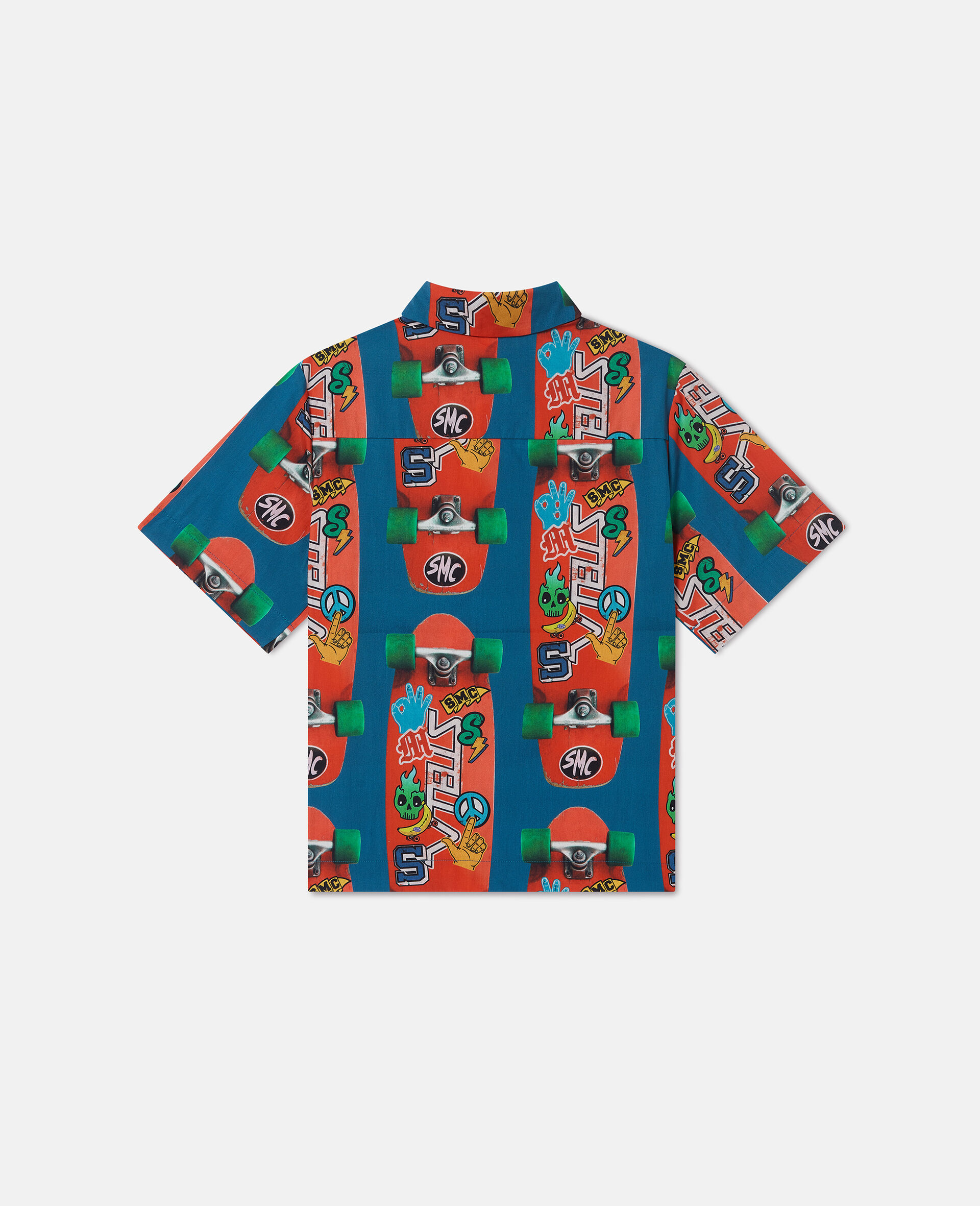 Skateboard Print Short Sleeve Shirt-Red-large image number 2