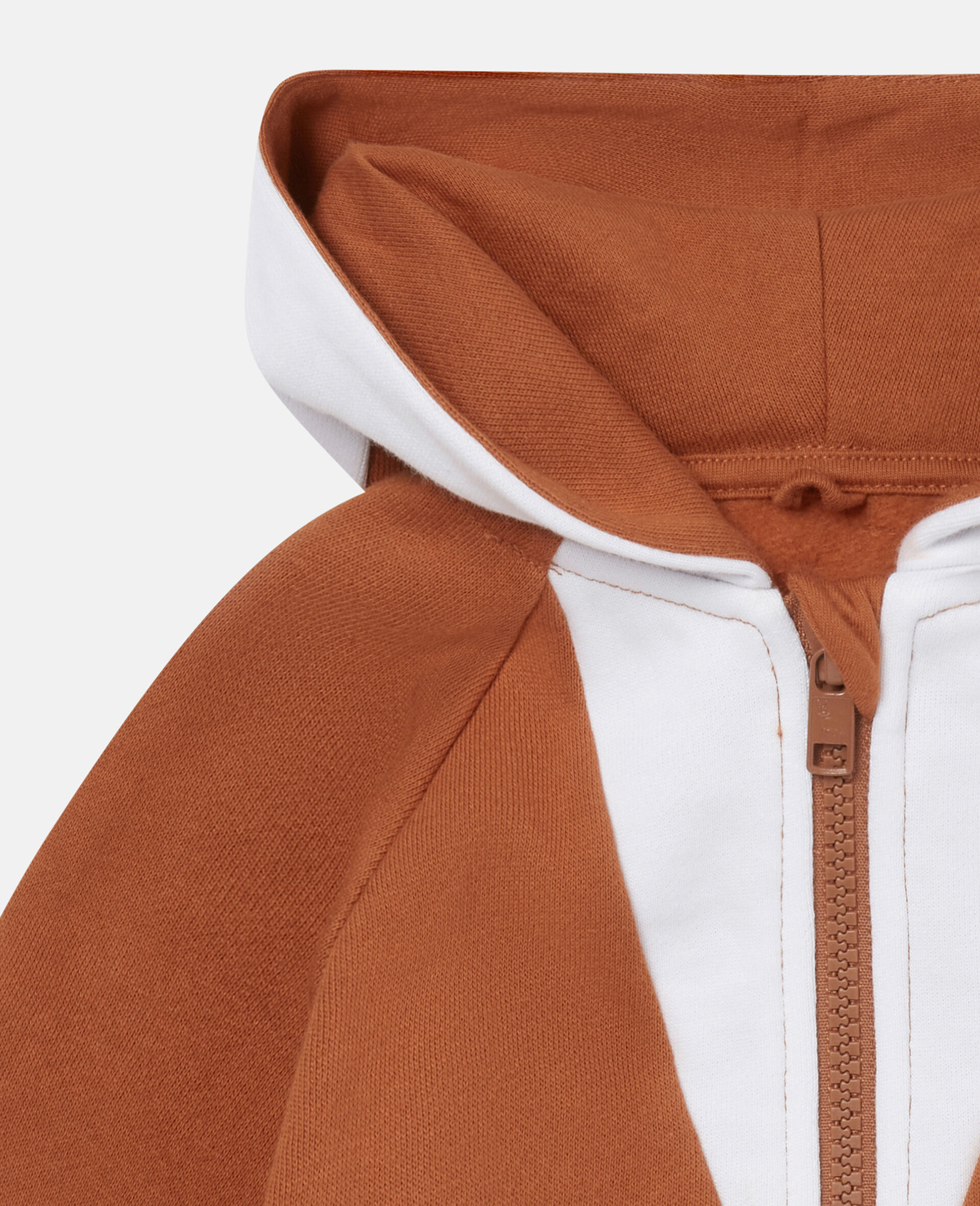 Fleece Fox Print Hoodie-Brown-large image number 1