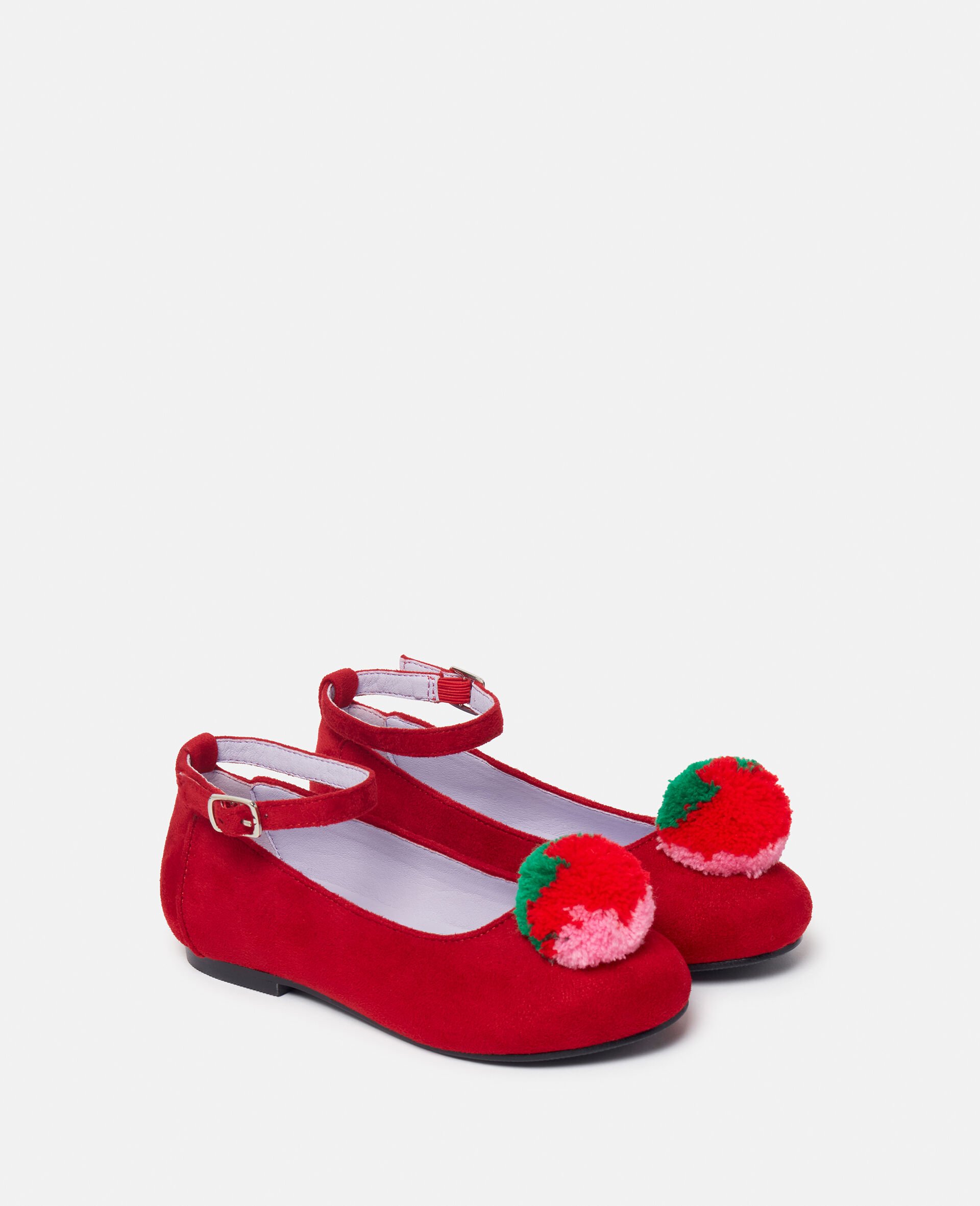 Fluffy Fruit Tassel Ballet Flats -Red-large Fluffy Fruit Tassel Ballet Flats -Red-large image number 1