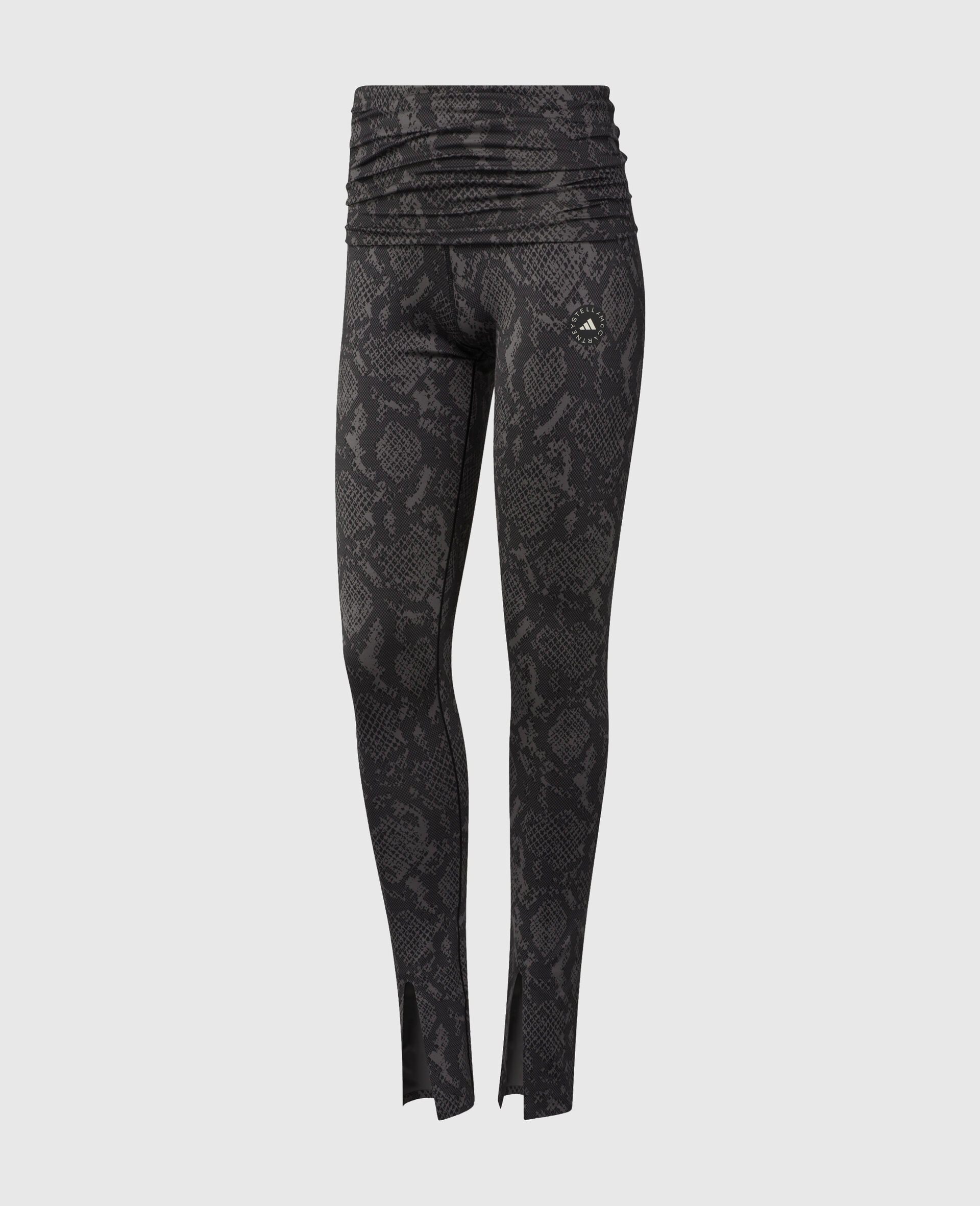 Roll-Top Split-Cuff Graphic Print Leggings-Brown-large image number 0