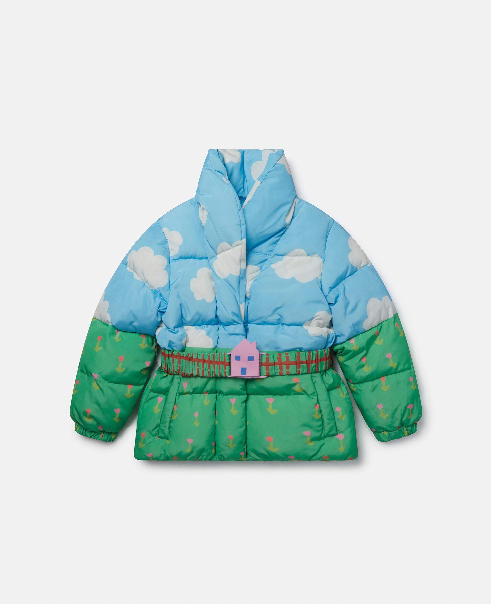 Farmyard Print Puffer Coat -Multicolour-large image number 0