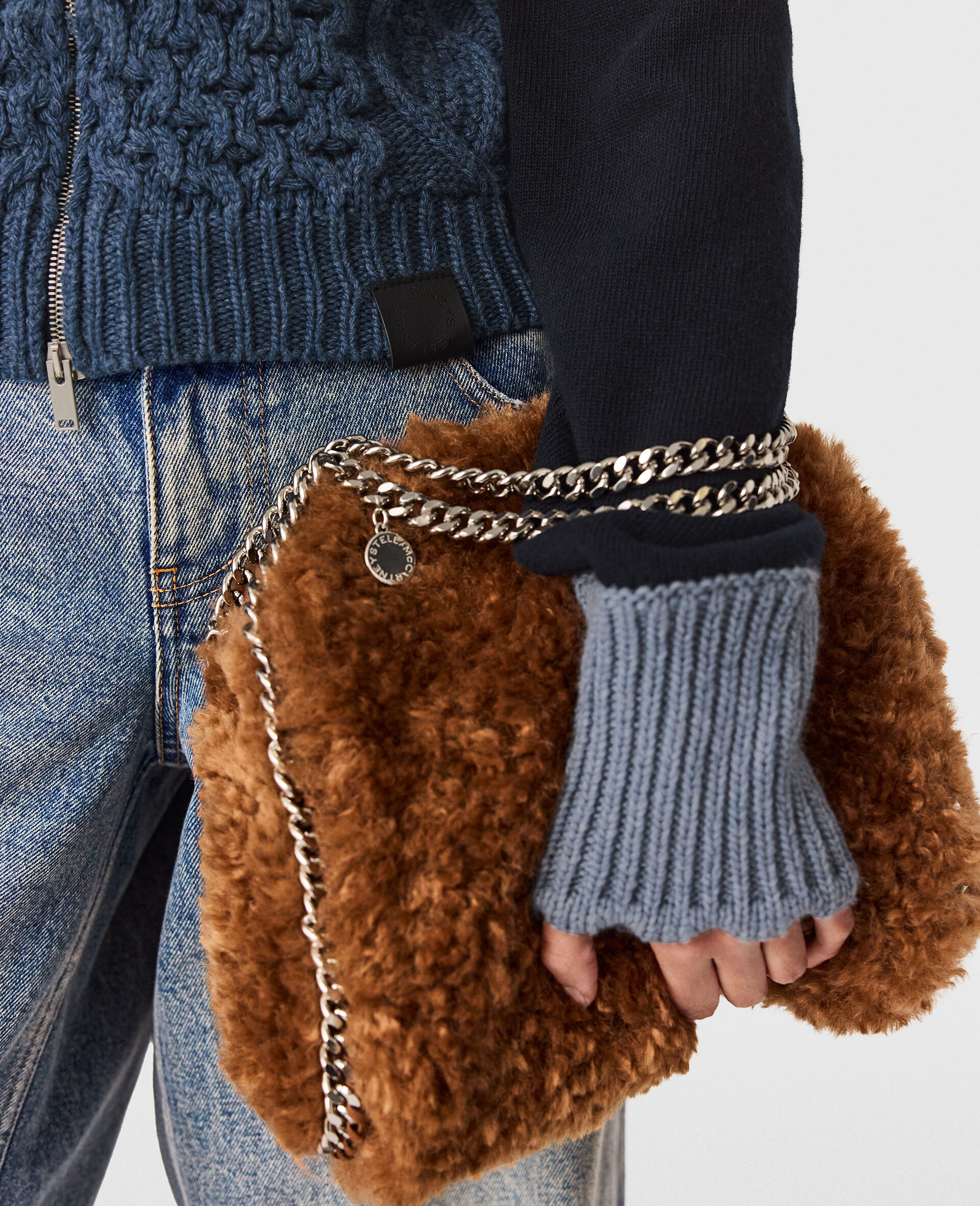 Hybride Strick- und Bomberjacke-Blau-large image number 3