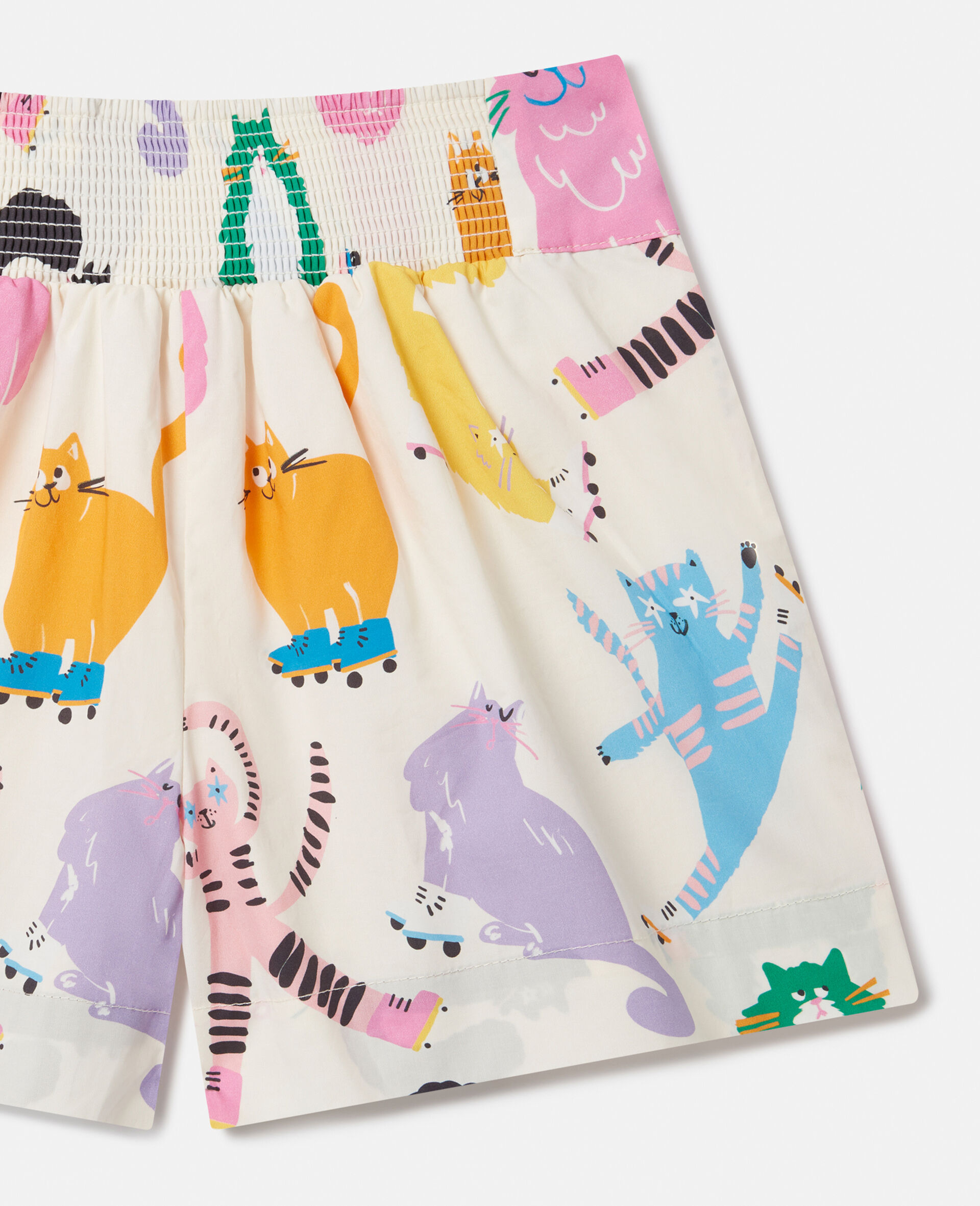 Cats Print Shorts-Cream-large image number 3