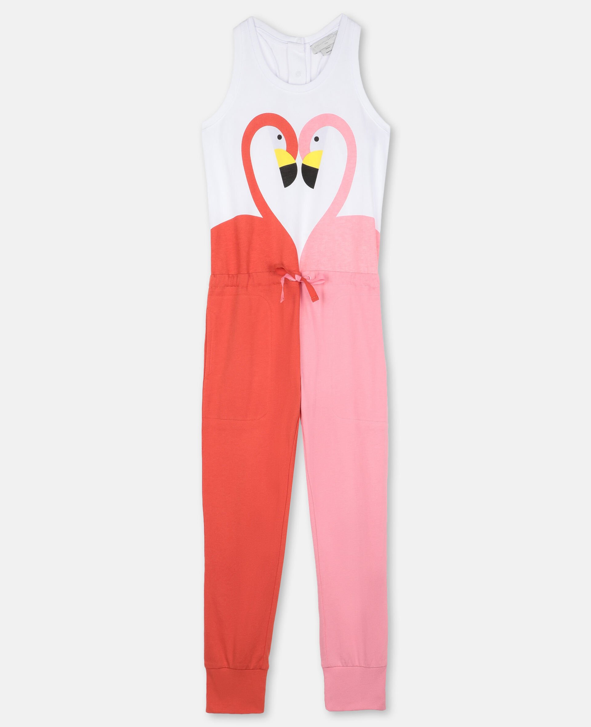 Flamingo Cotton Jumpsuit-White-large