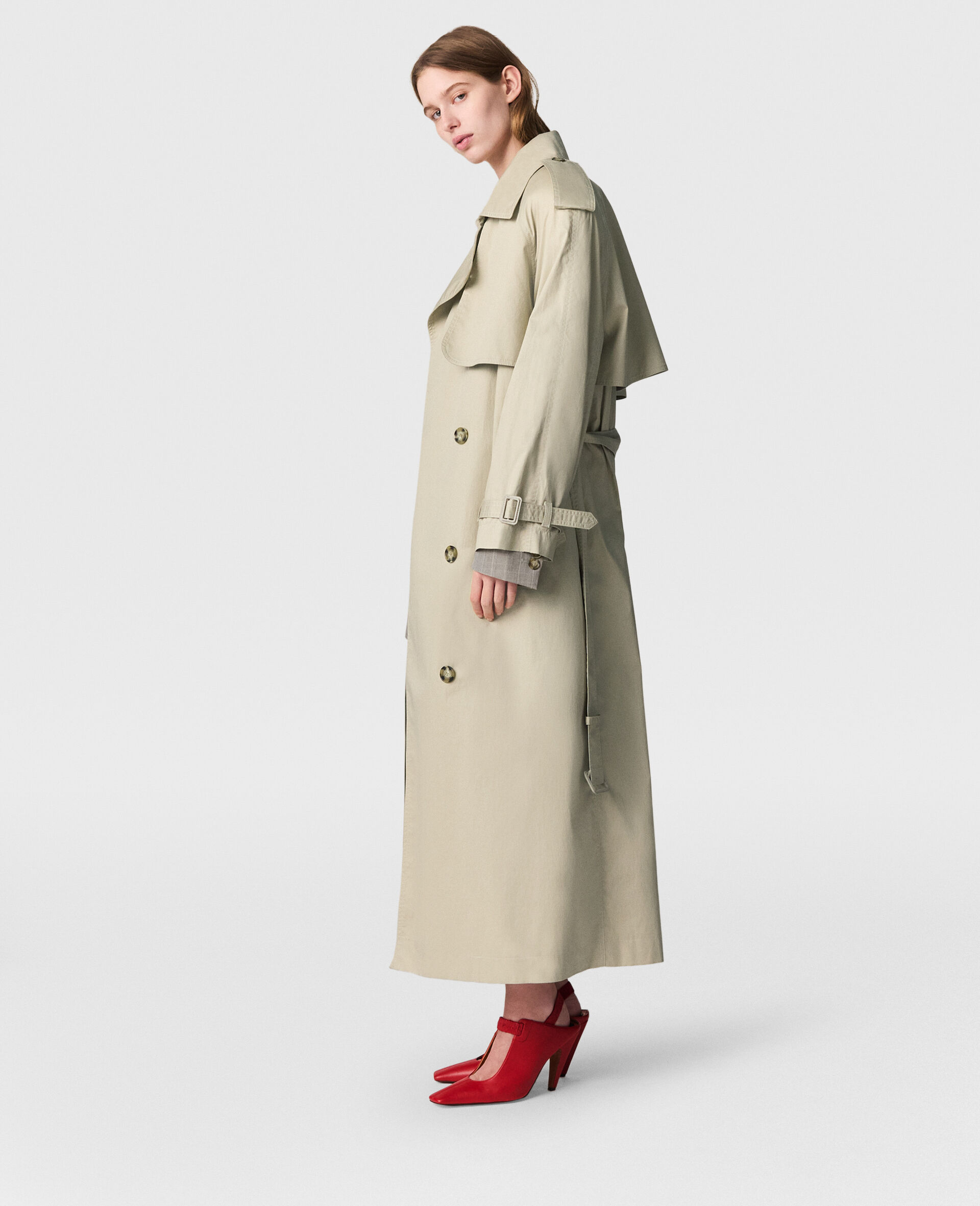 Oversized Belted Trench Coat-Beige-large image number 2