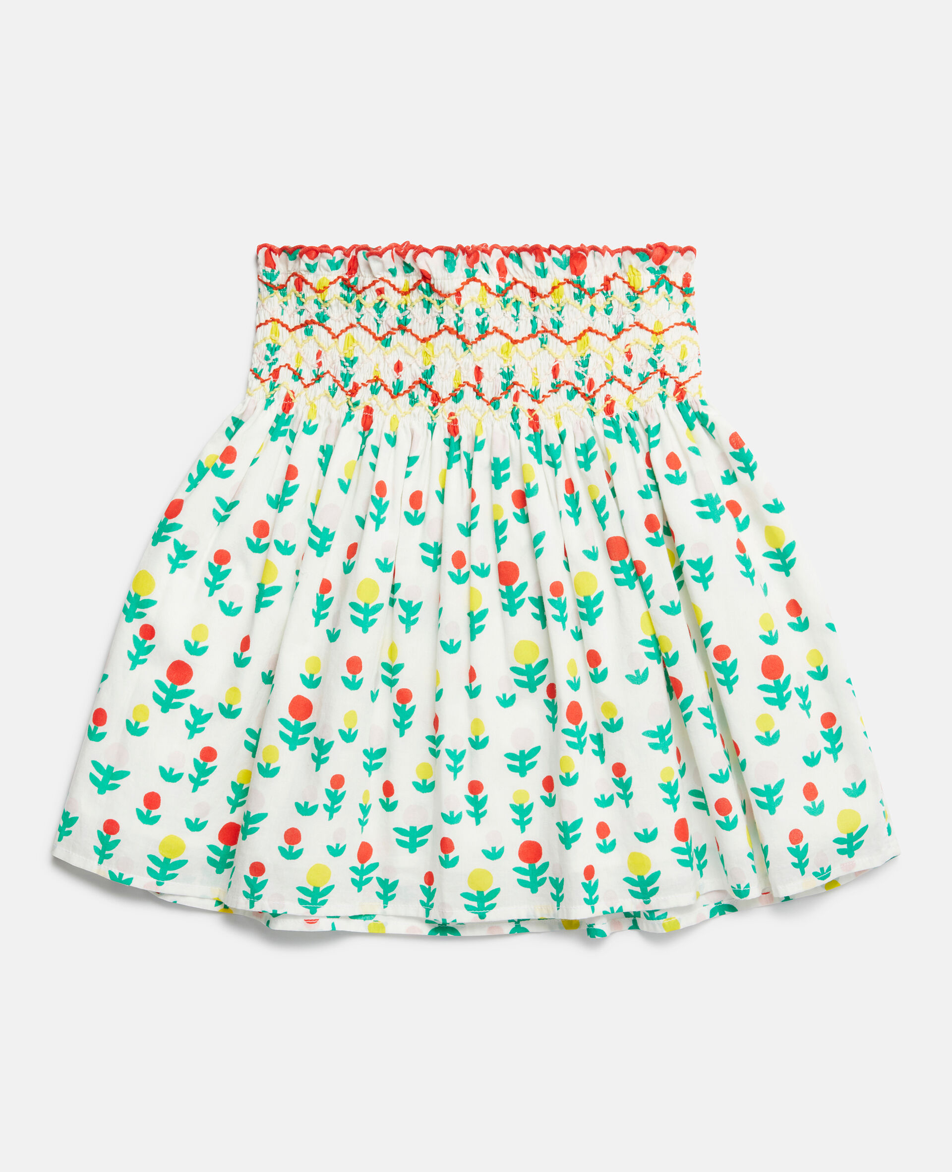 Dreamy Flower Print Smocked Skirt-White-large image number 0