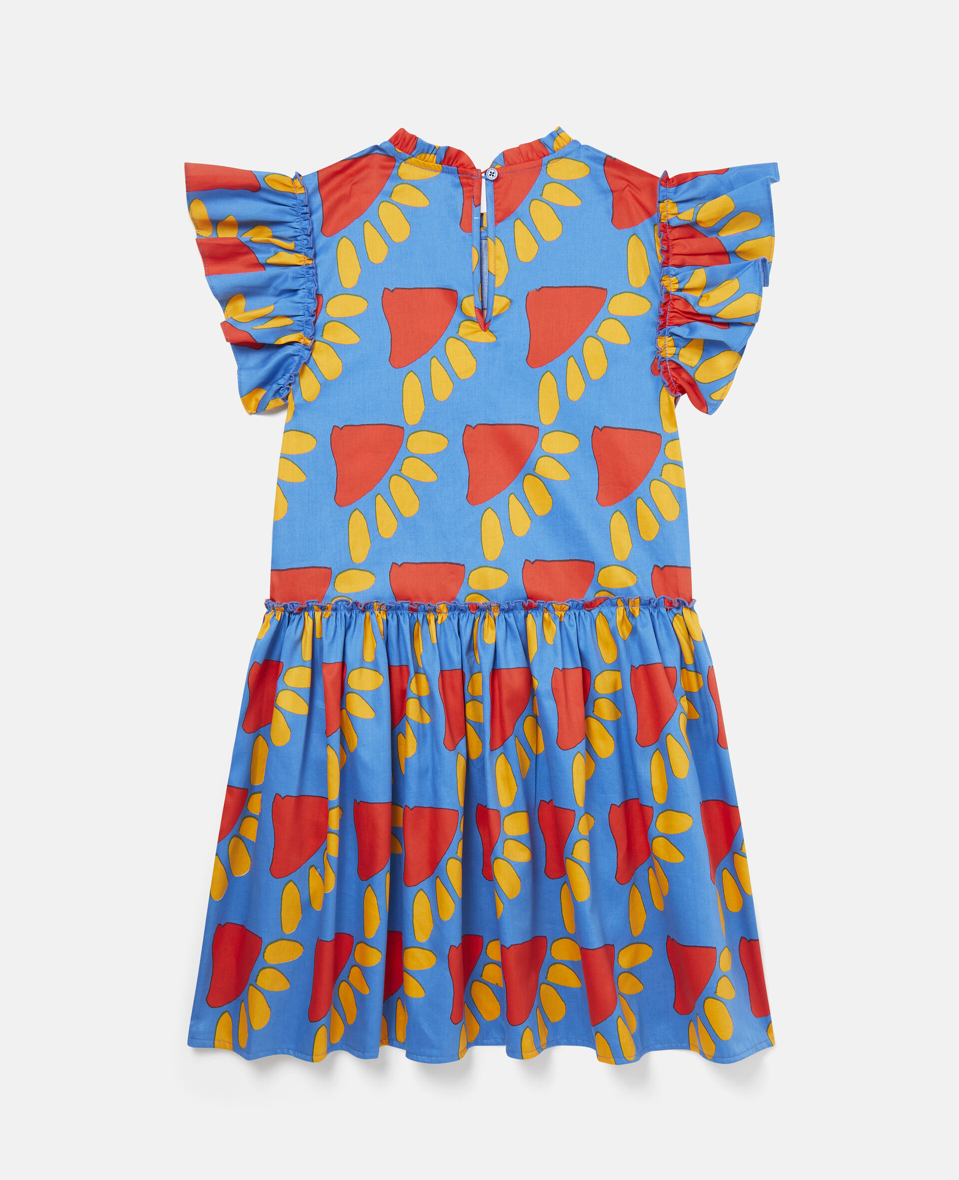 Graphic Sun Print Frilled Dress-Blue-large image number 2