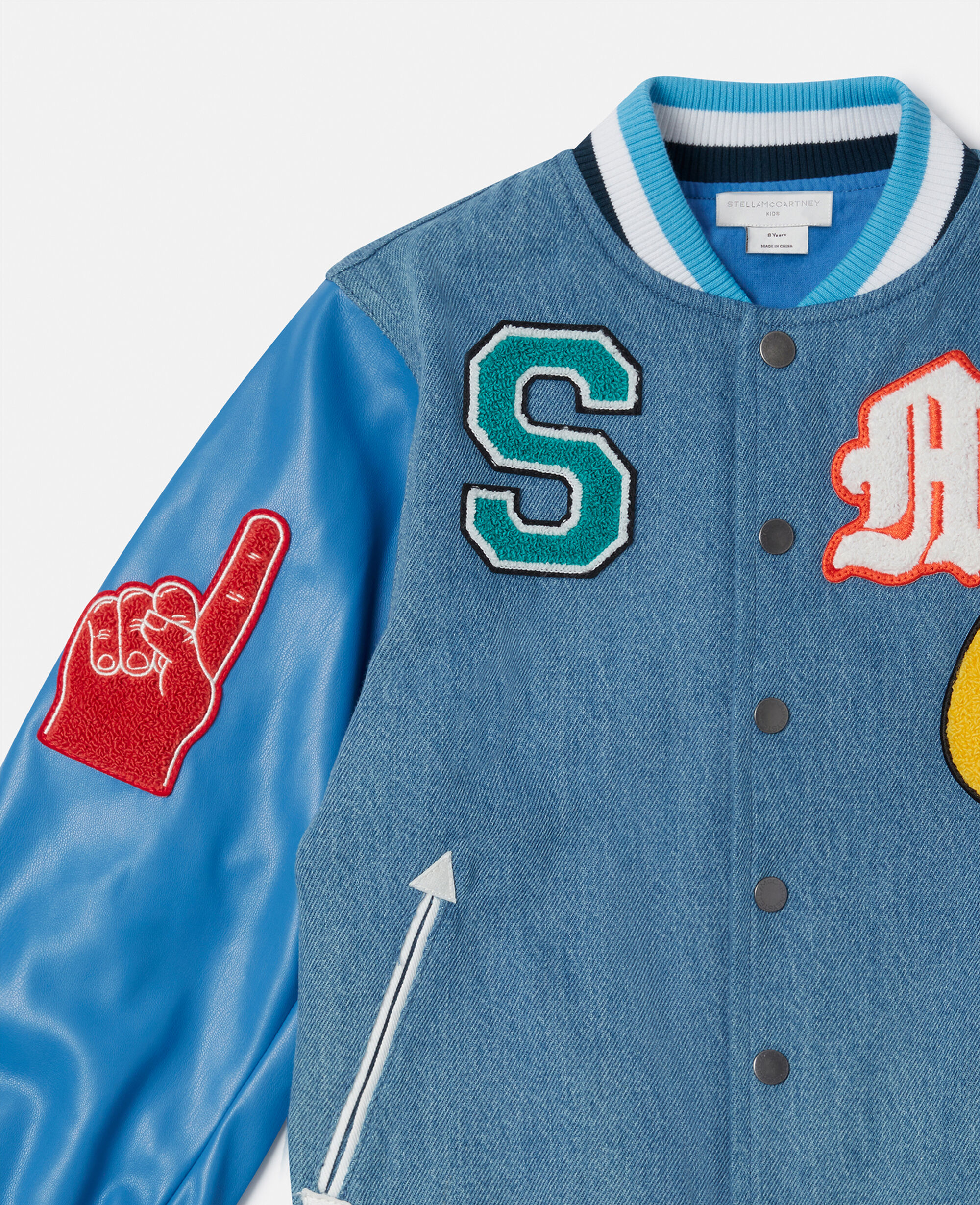 Women Multicolour Brand Initials Embroidered Varsity Bomber