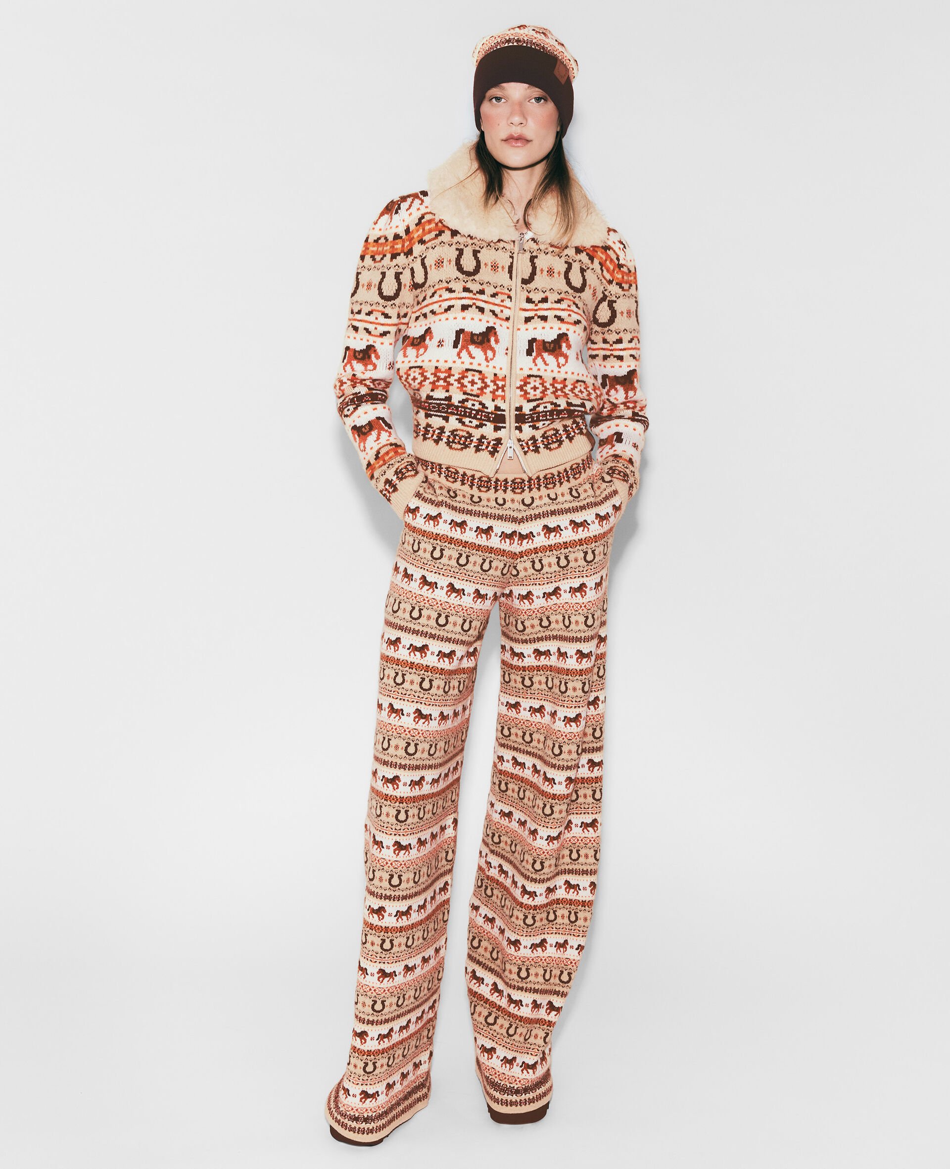 Fair Isle Wool Pants -Multicoloured-medium