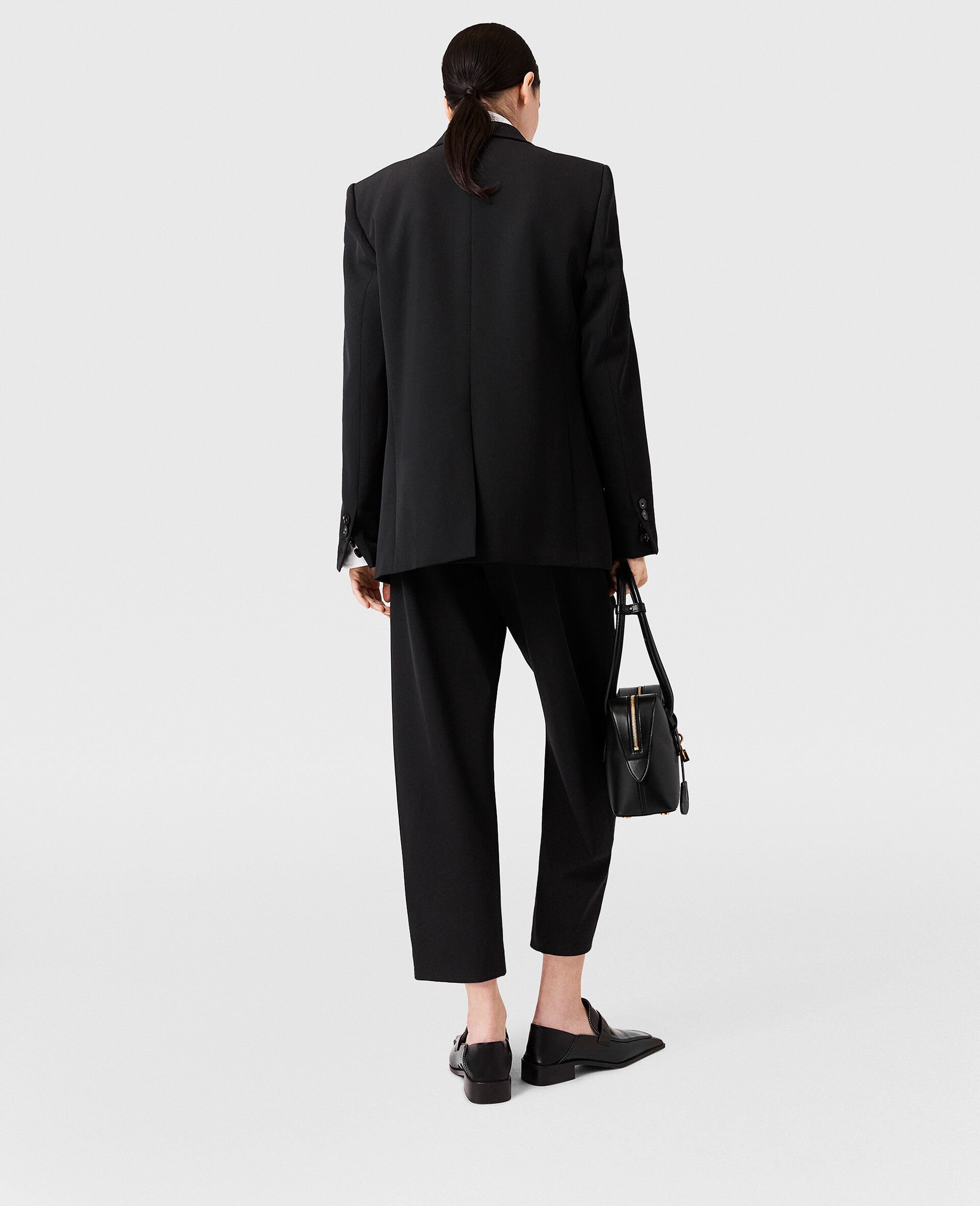 Pleated High-Rise Wool Trousers-Black-large image number 3