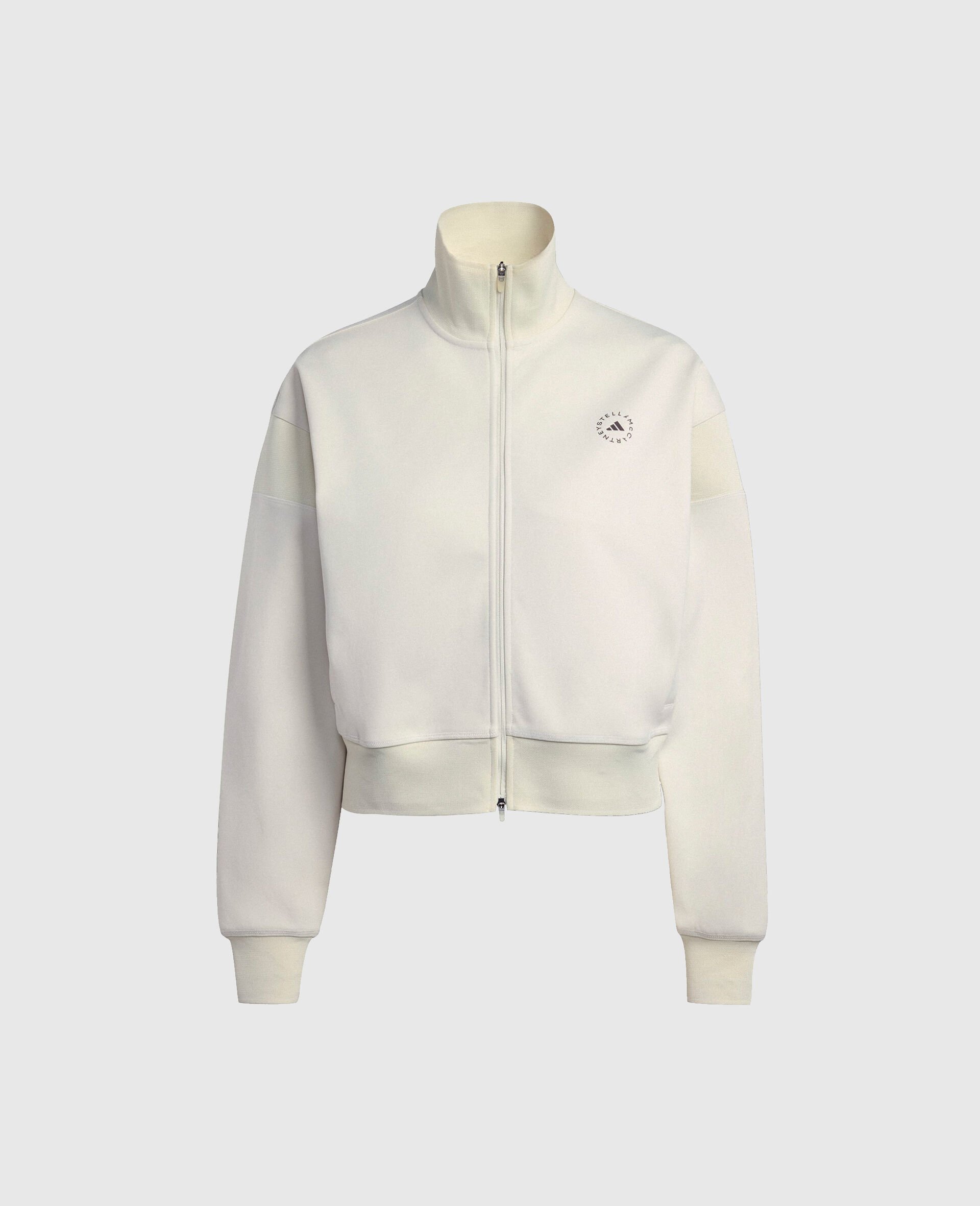 Sweat shirt zippe a col cheminee avec logo-Beige-large image number 0