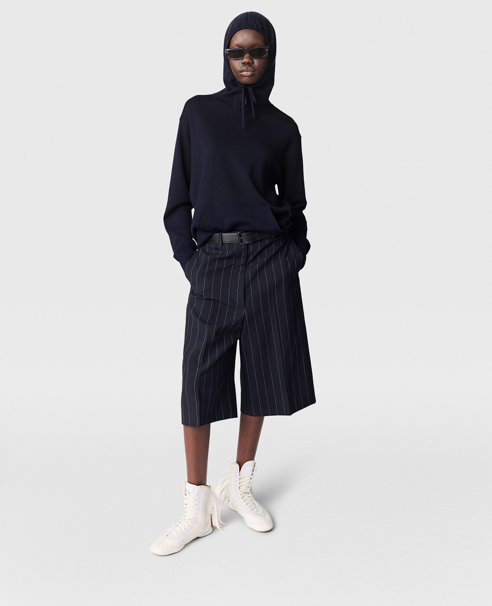 宽松抽绳连帽卫衣-蓝色-large 宽松抽绳连帽卫衣-蓝色-large image number 4