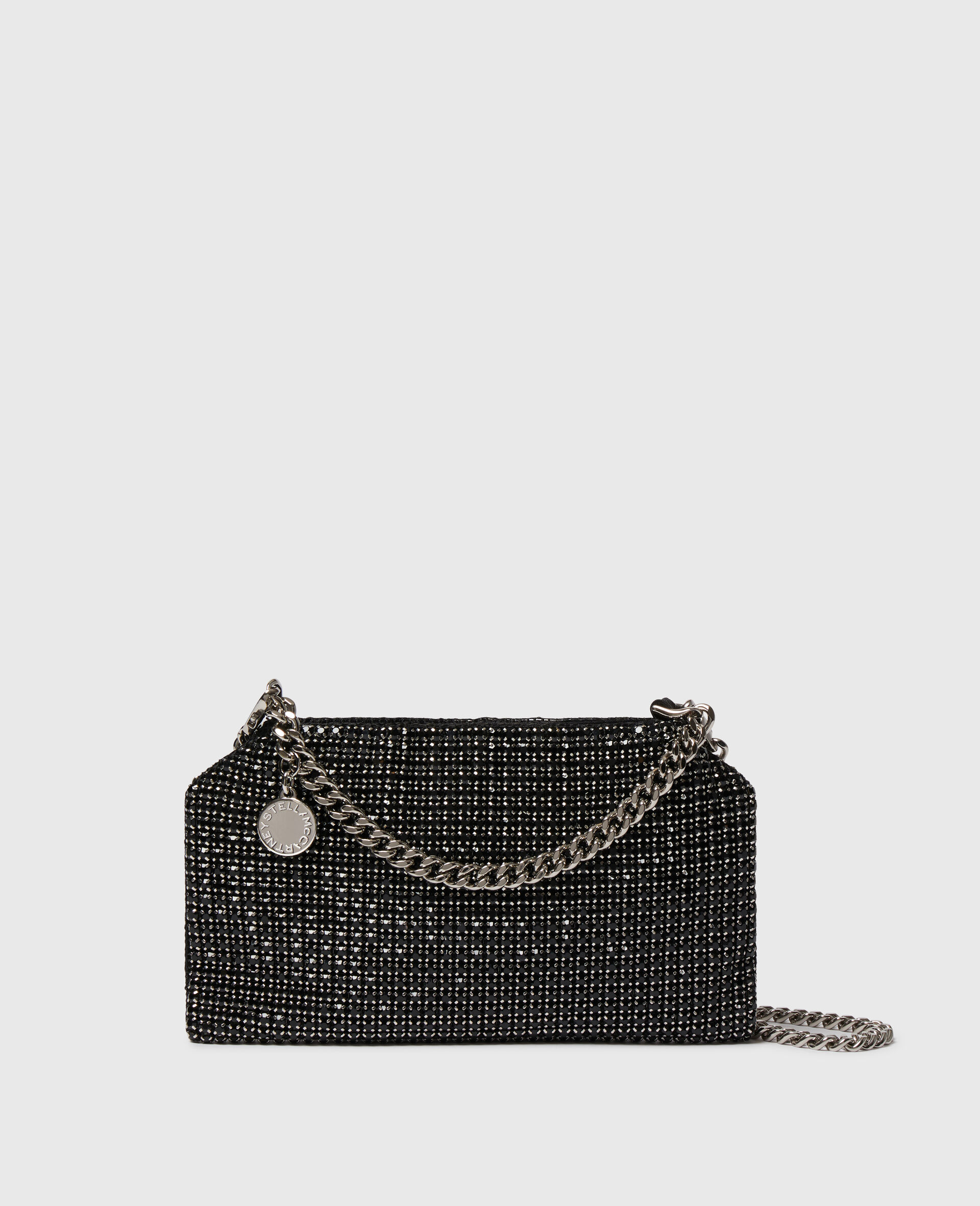 Sac a bandouliere en mesh a cristaux Falabella-Noir-medium