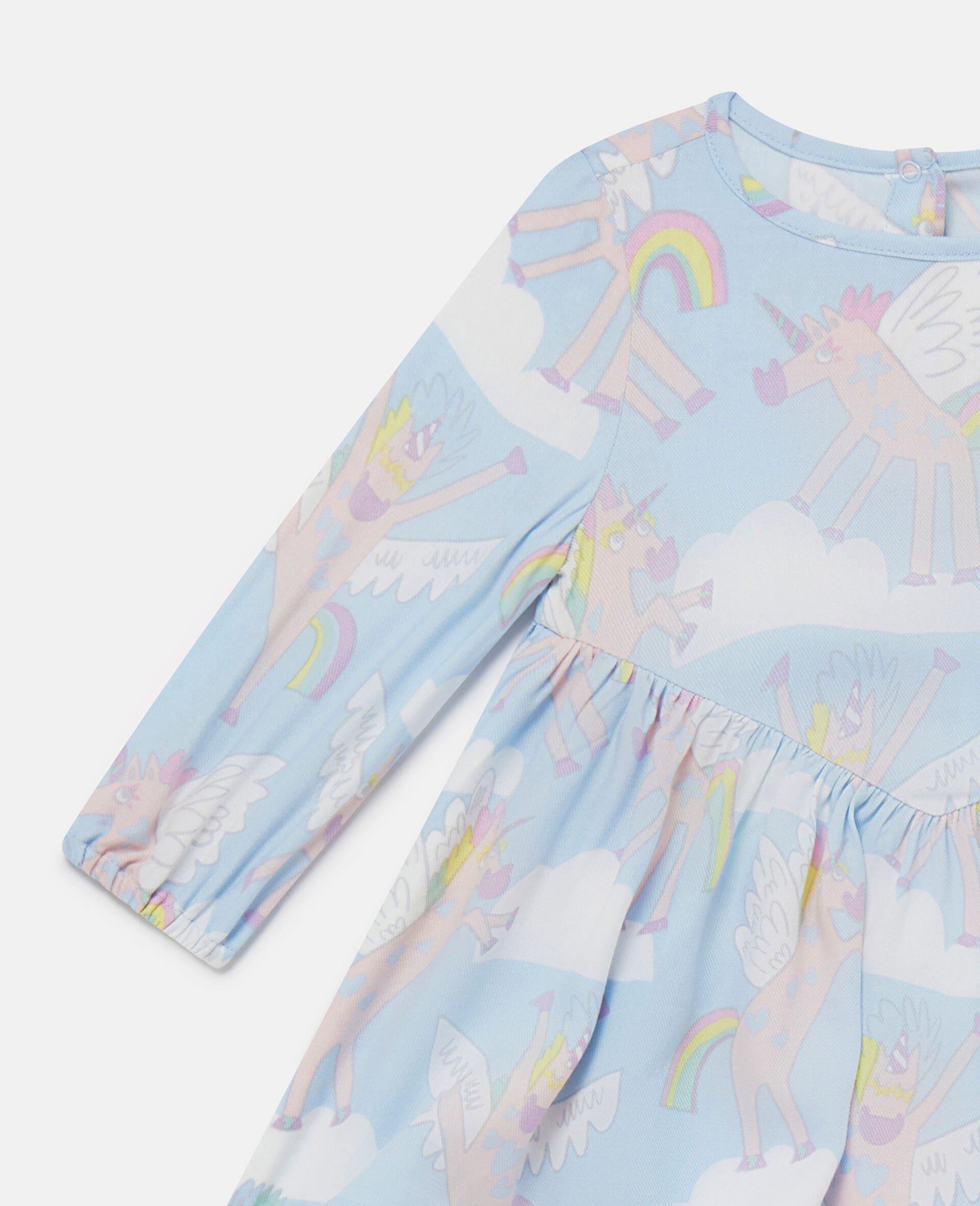 Rainbow Unicorn Print Dress and Bloomers Set-Blue-large image number 1
