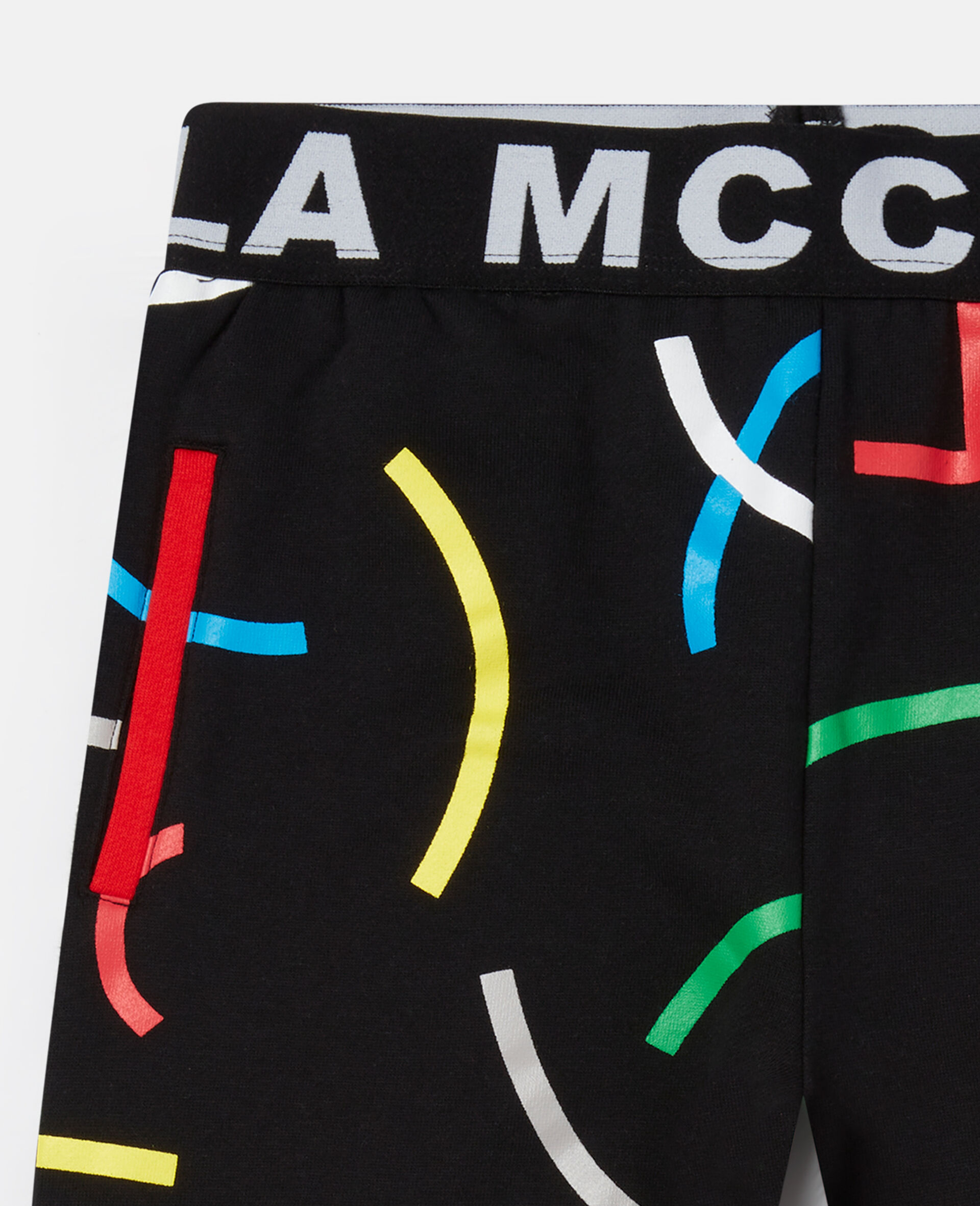 Abstract Line Print Fleece Joggers-Black-large image number 1