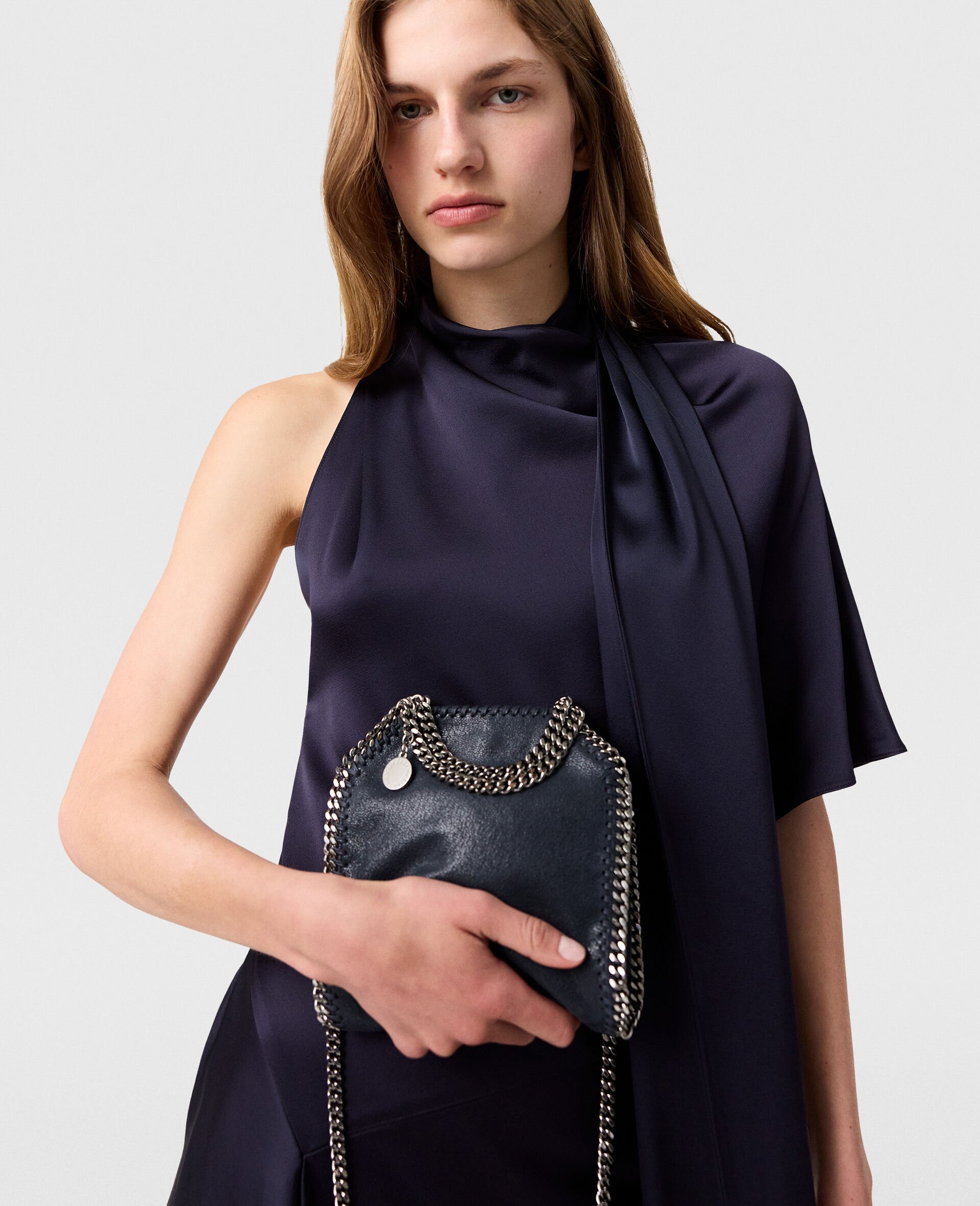 Falabella Tiny Tote Bag-Blue-model