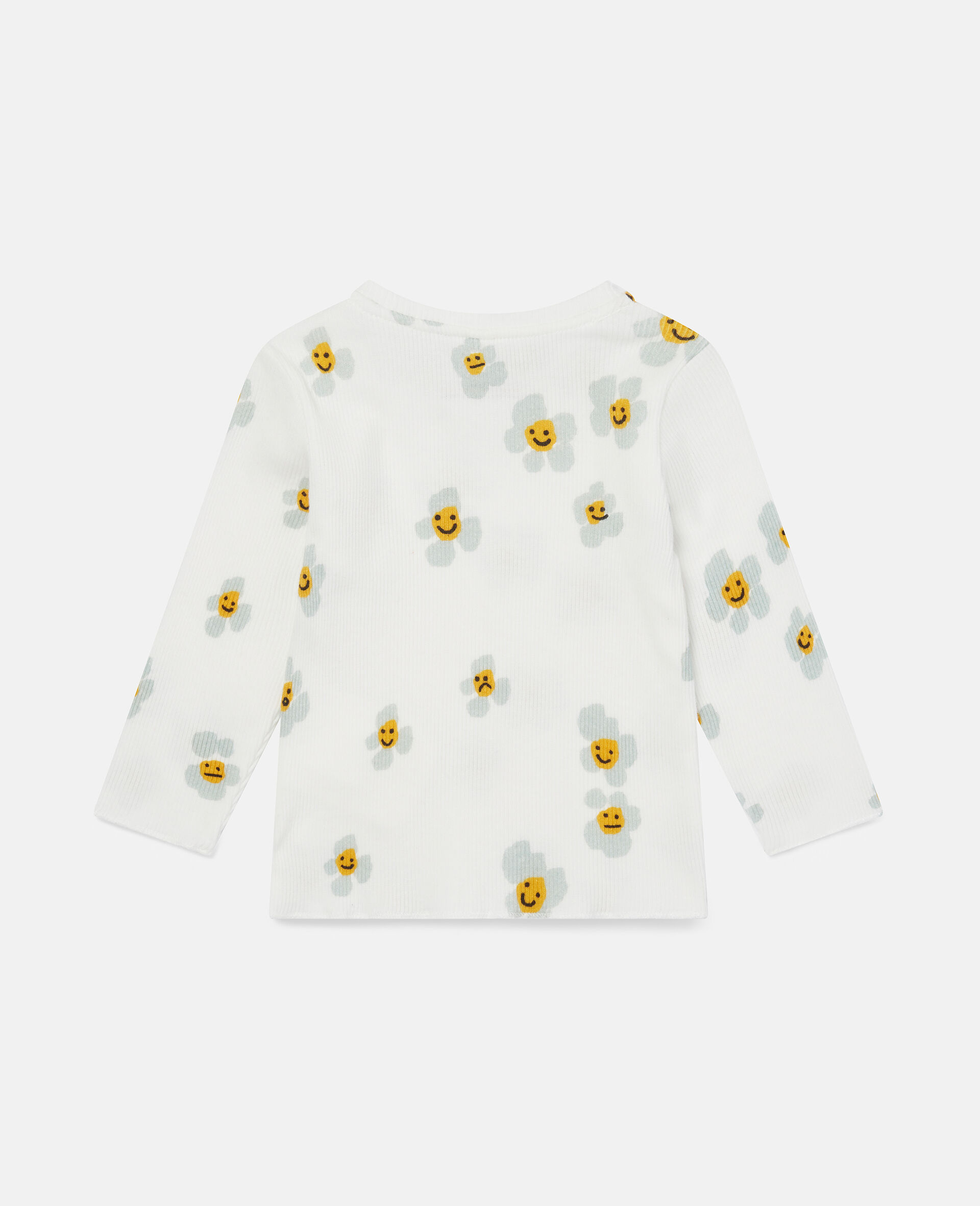 Daisy Print Jersey Rib Cotton T‑Shirt-White-large image number 1