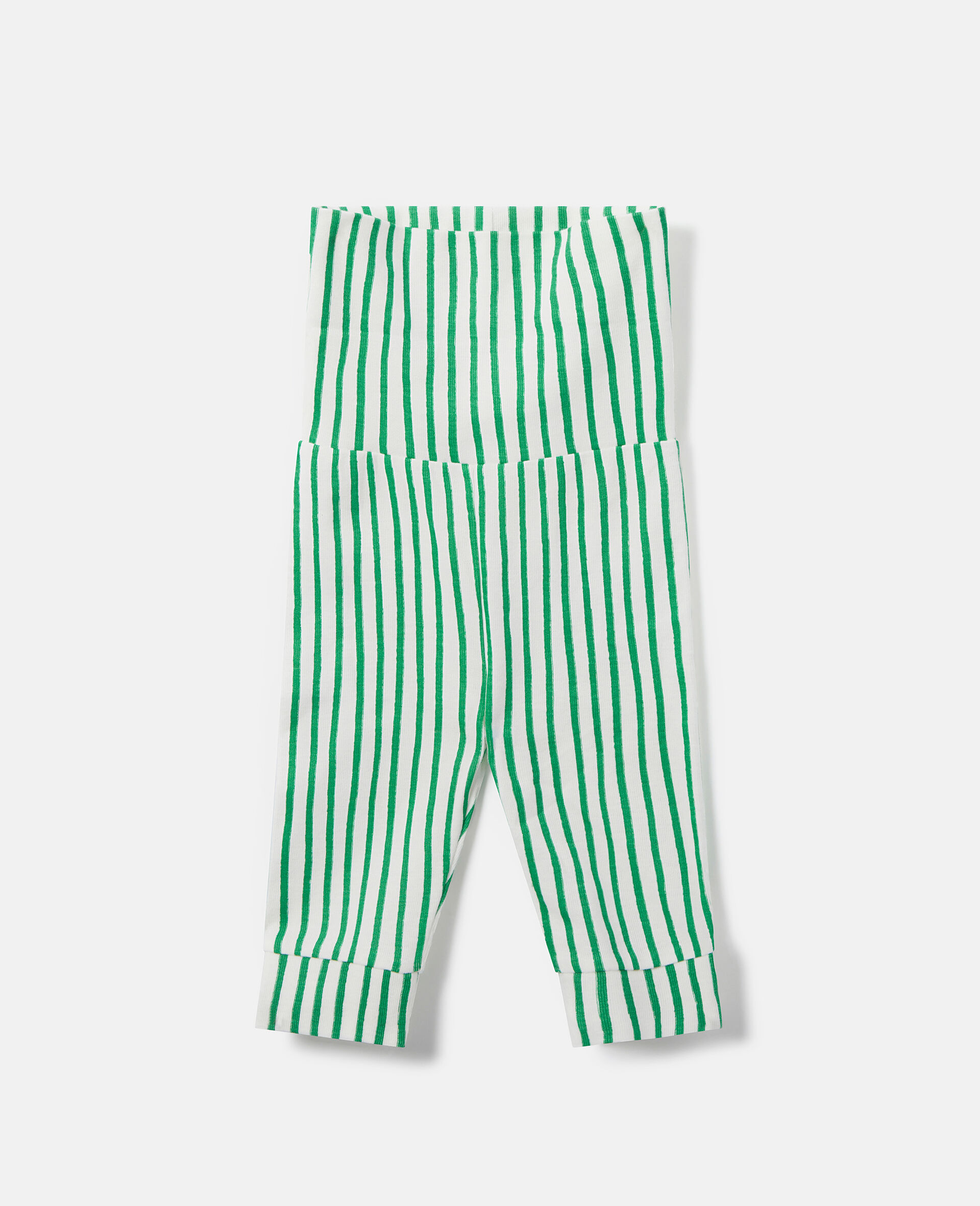 Women Cream/Green Striped Leggings