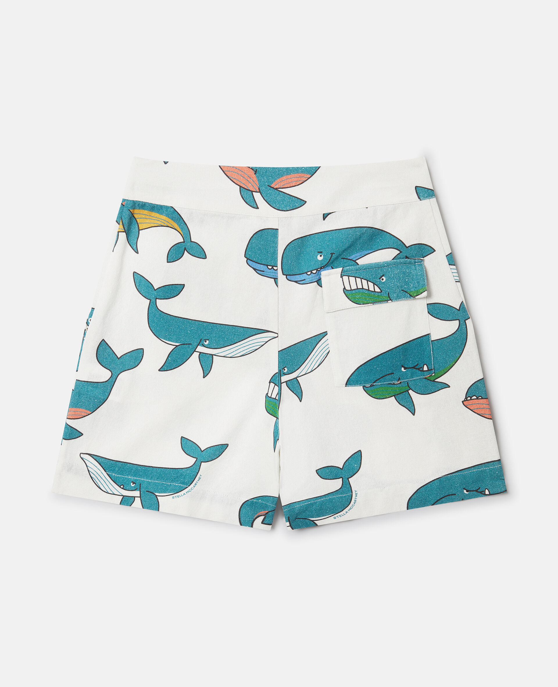 Whale Print Canvas Shorts-White-large image number 2