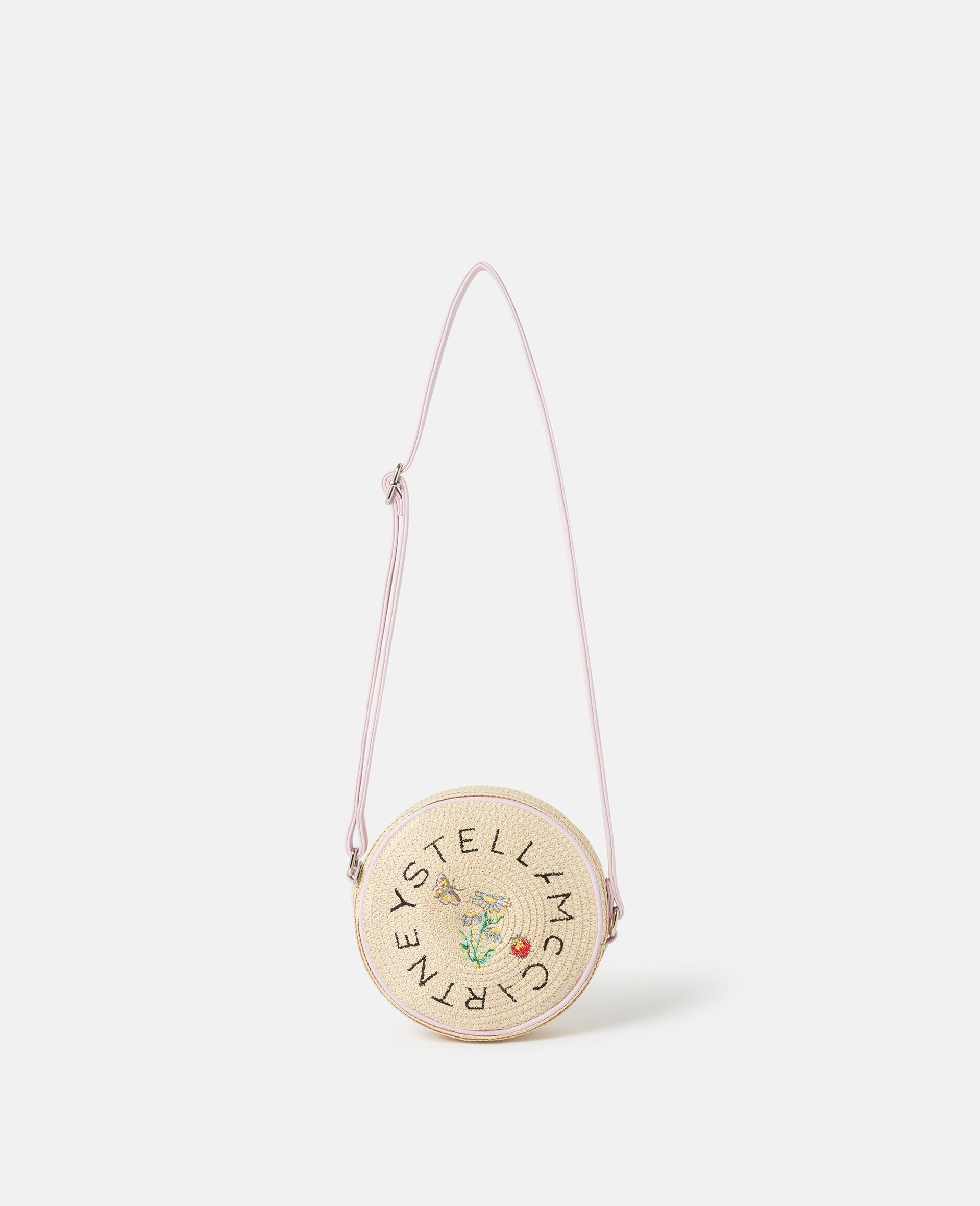Flower Embroidered Straw Crossbody Bag-Beige-medium