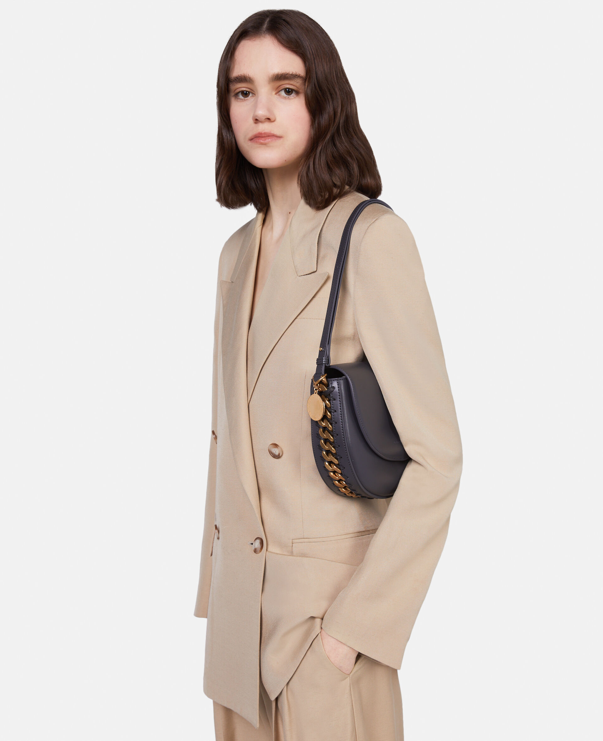 Frayme中号翻盖单肩包-黑色-large image number 1