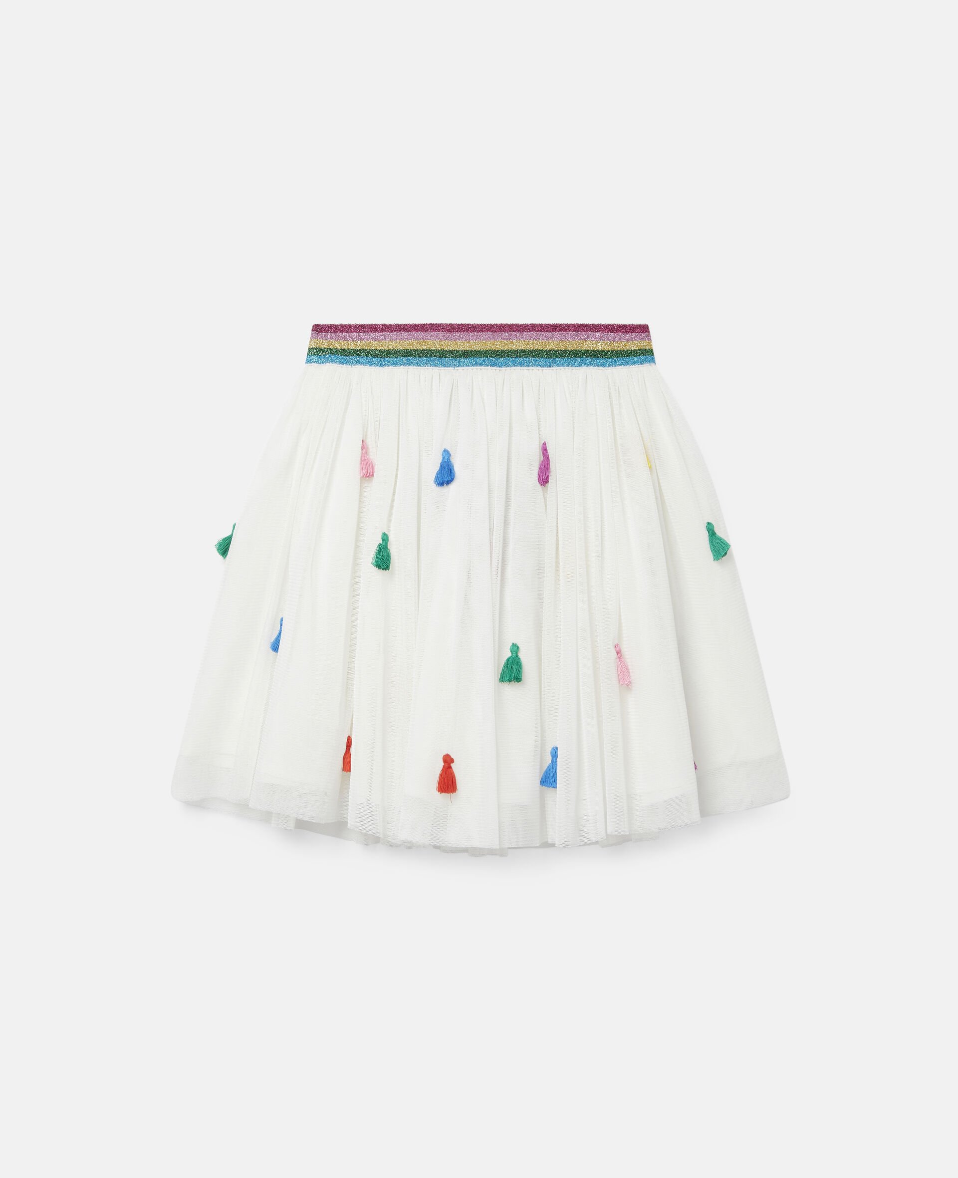 Tassels Tulle Skirt -White-large image number 0