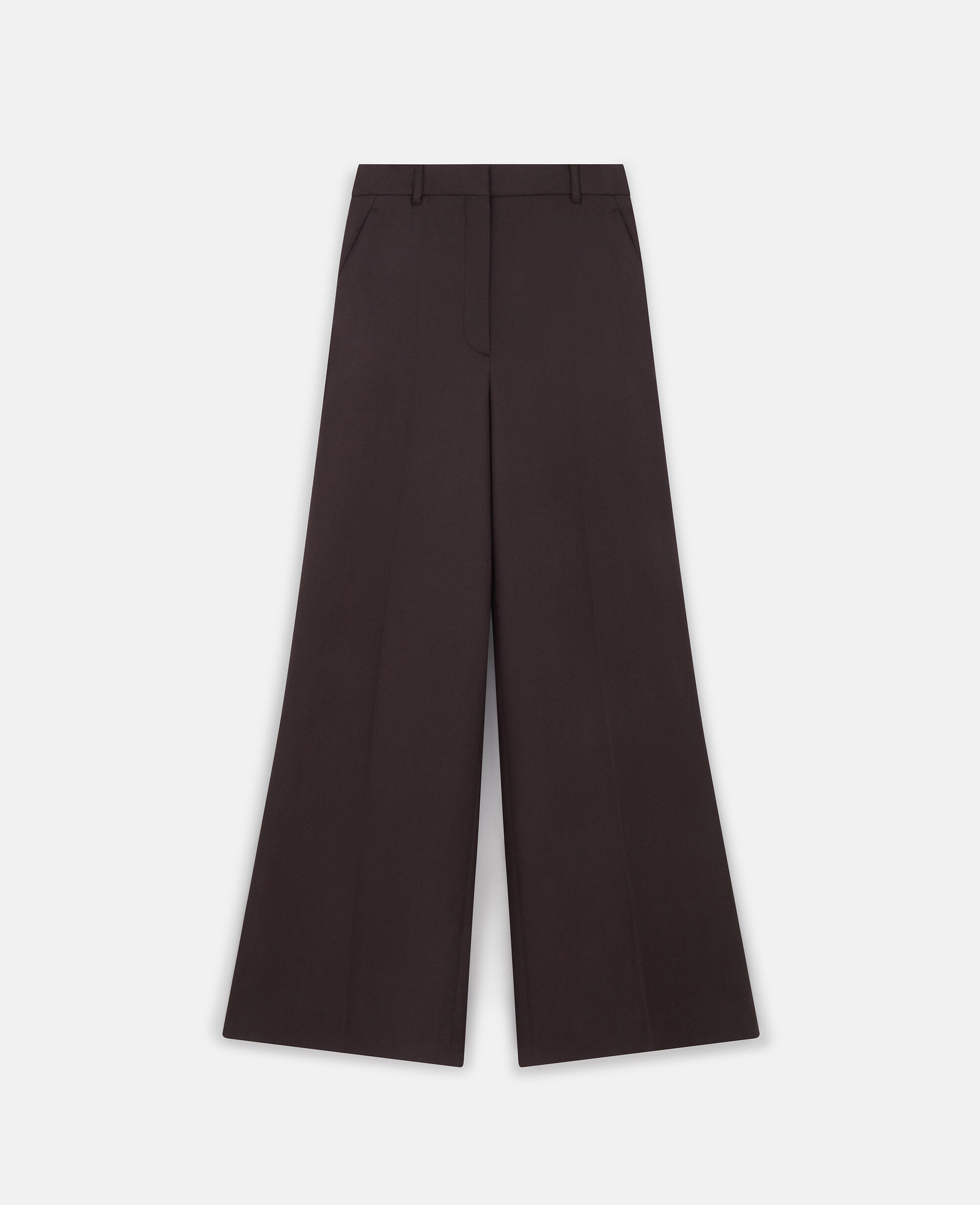 Women Dark chocolate brown High-Rise Wide-Leg Wool Pants