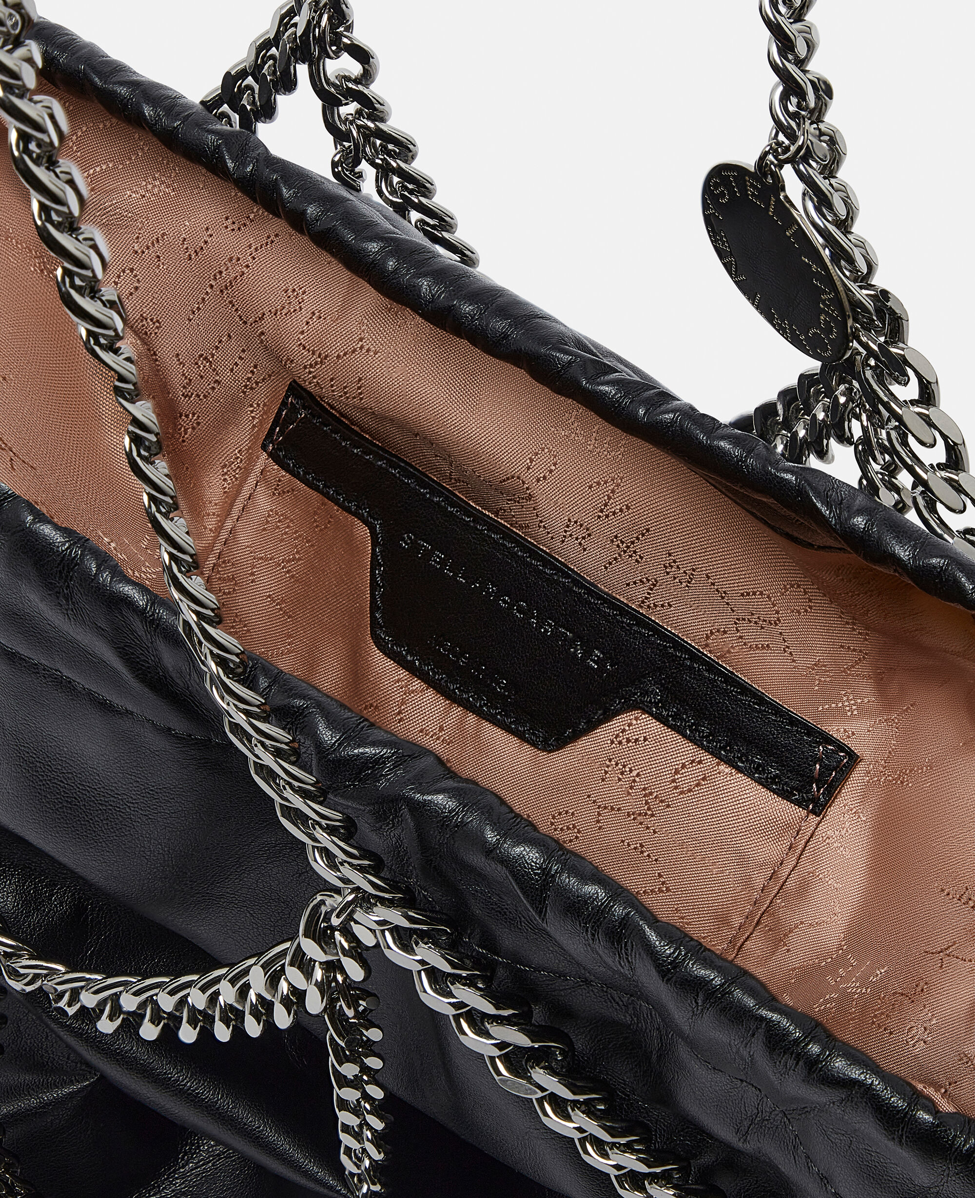 Women Pitch black Falabella Chain Cage Tote Bag | Stella