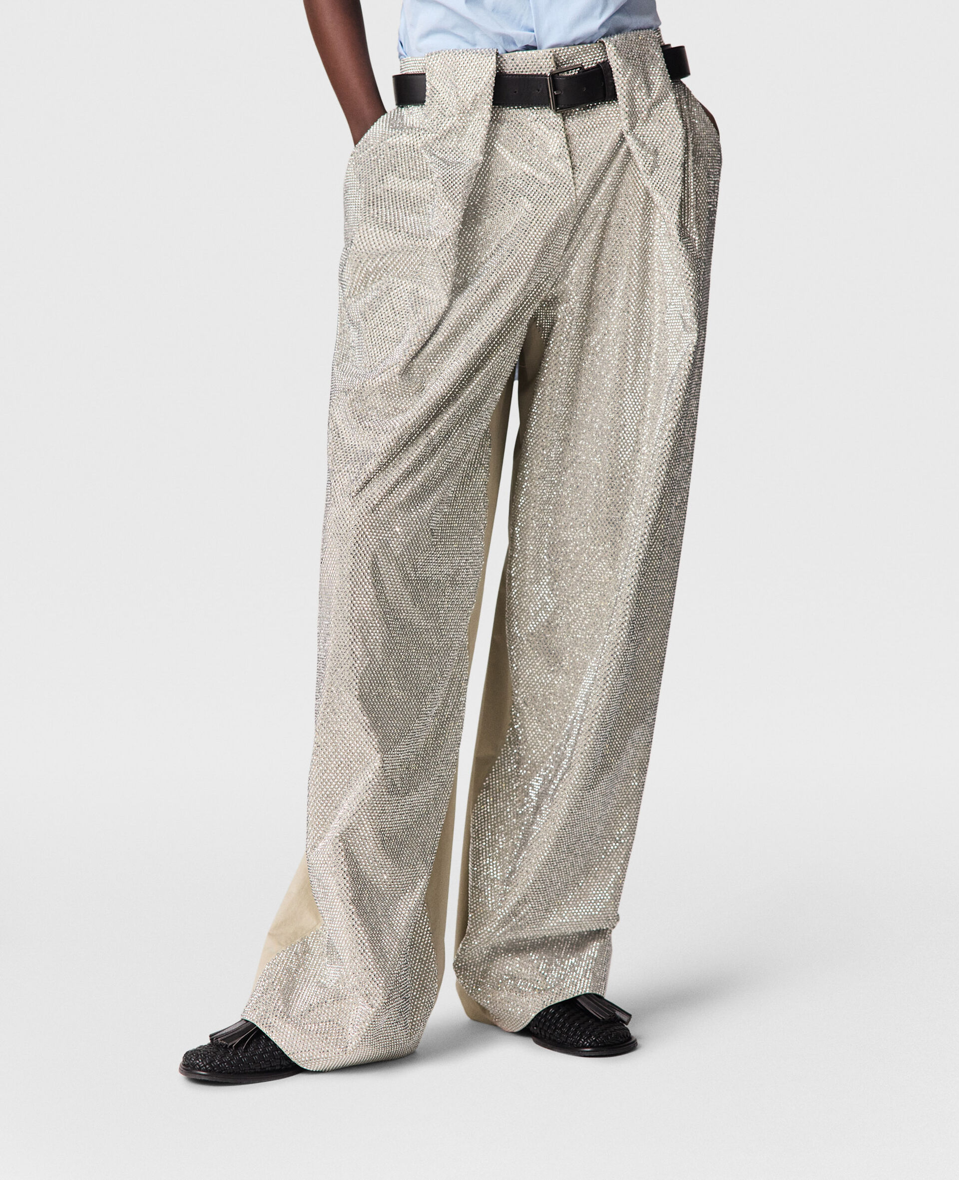 Slouchy Panelled Rhinestone-Embellished Trousers-Silver-large image number 5
