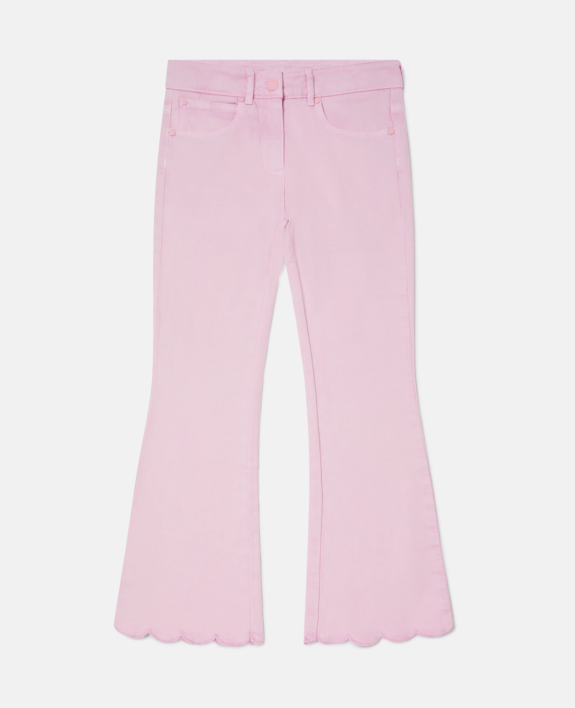 Scallop Trim Denim Jeans-Purple-large image number 0
