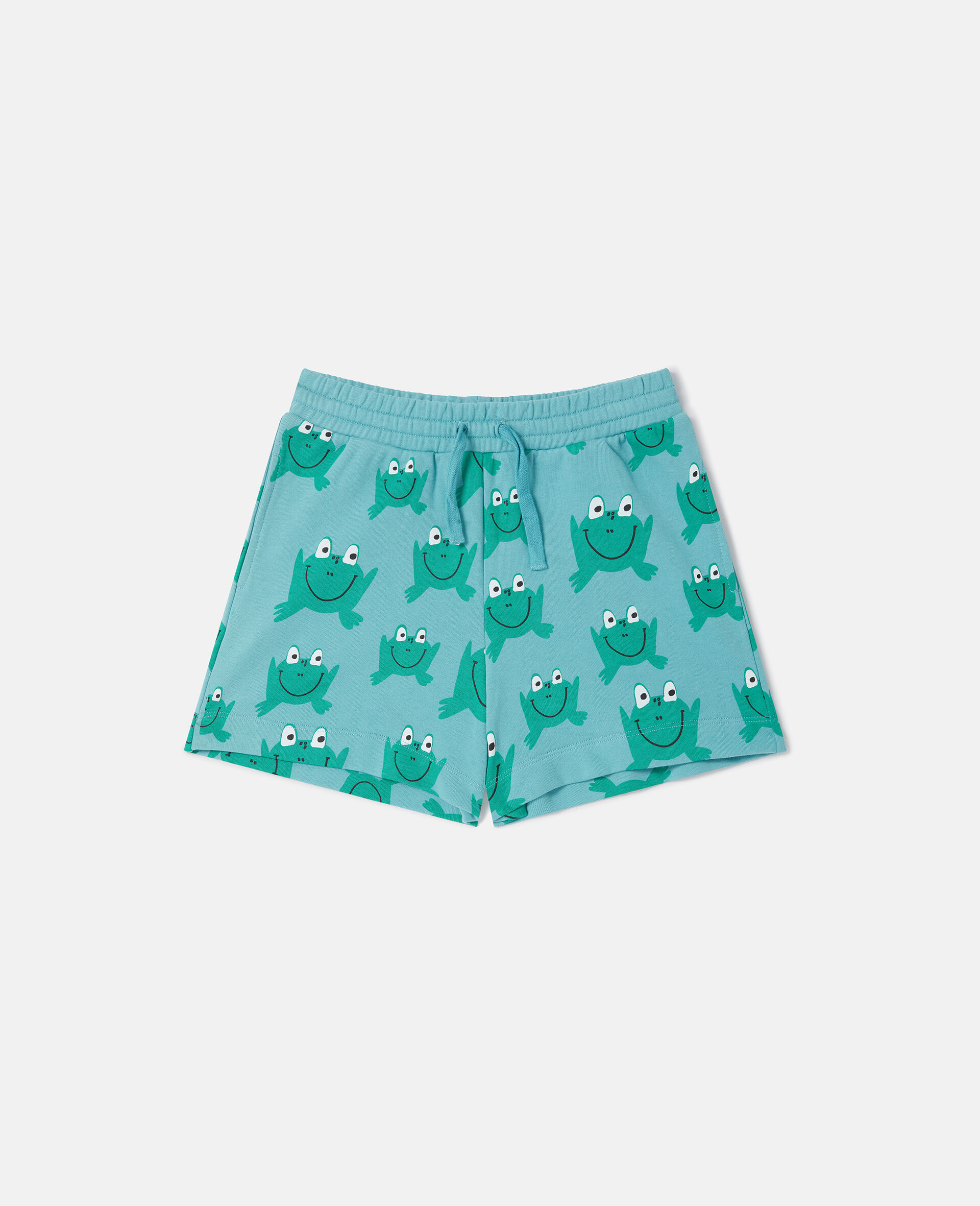 Frog Print Drawstring Shorts -Blue-large image number 0