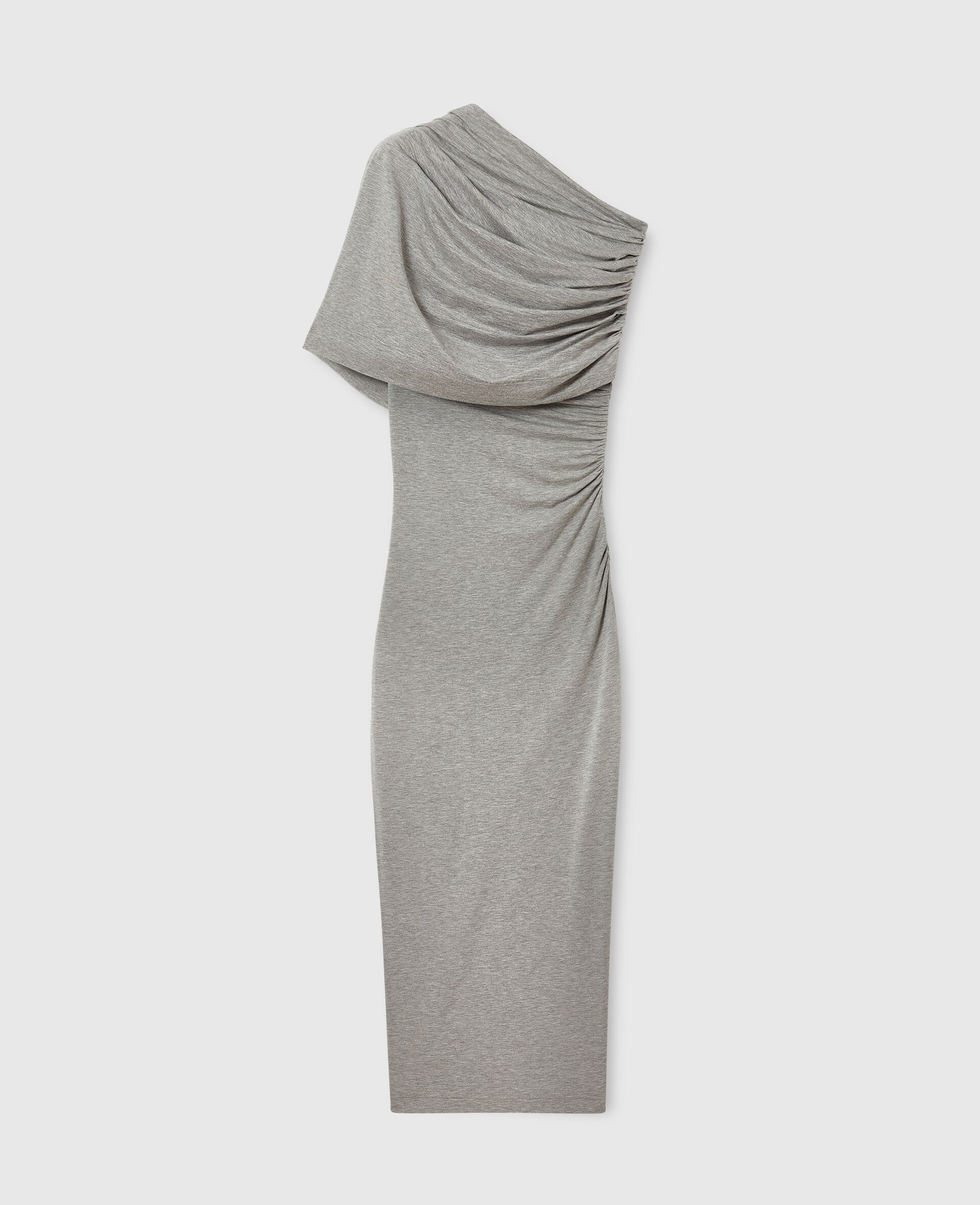 One Shoulder Twisted Wrap Dress-Grey-medium