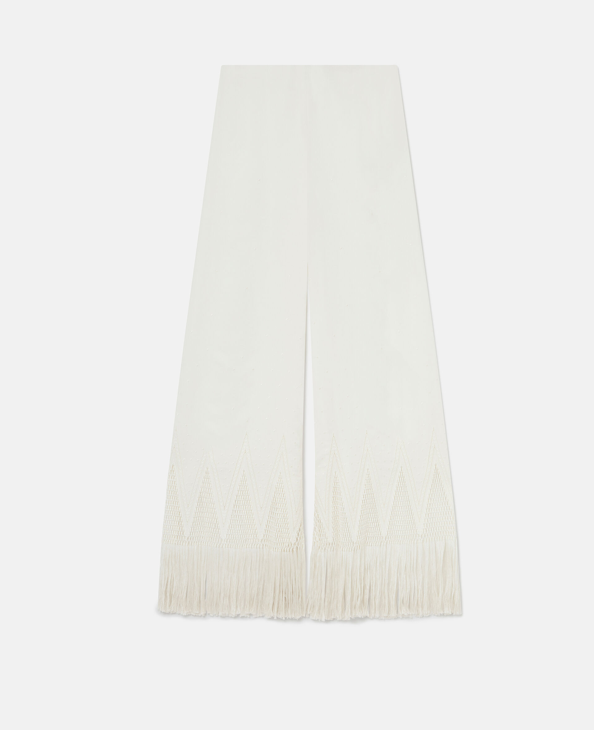 Pantalon large a franges en maille ouverte-Cream-large image number 0