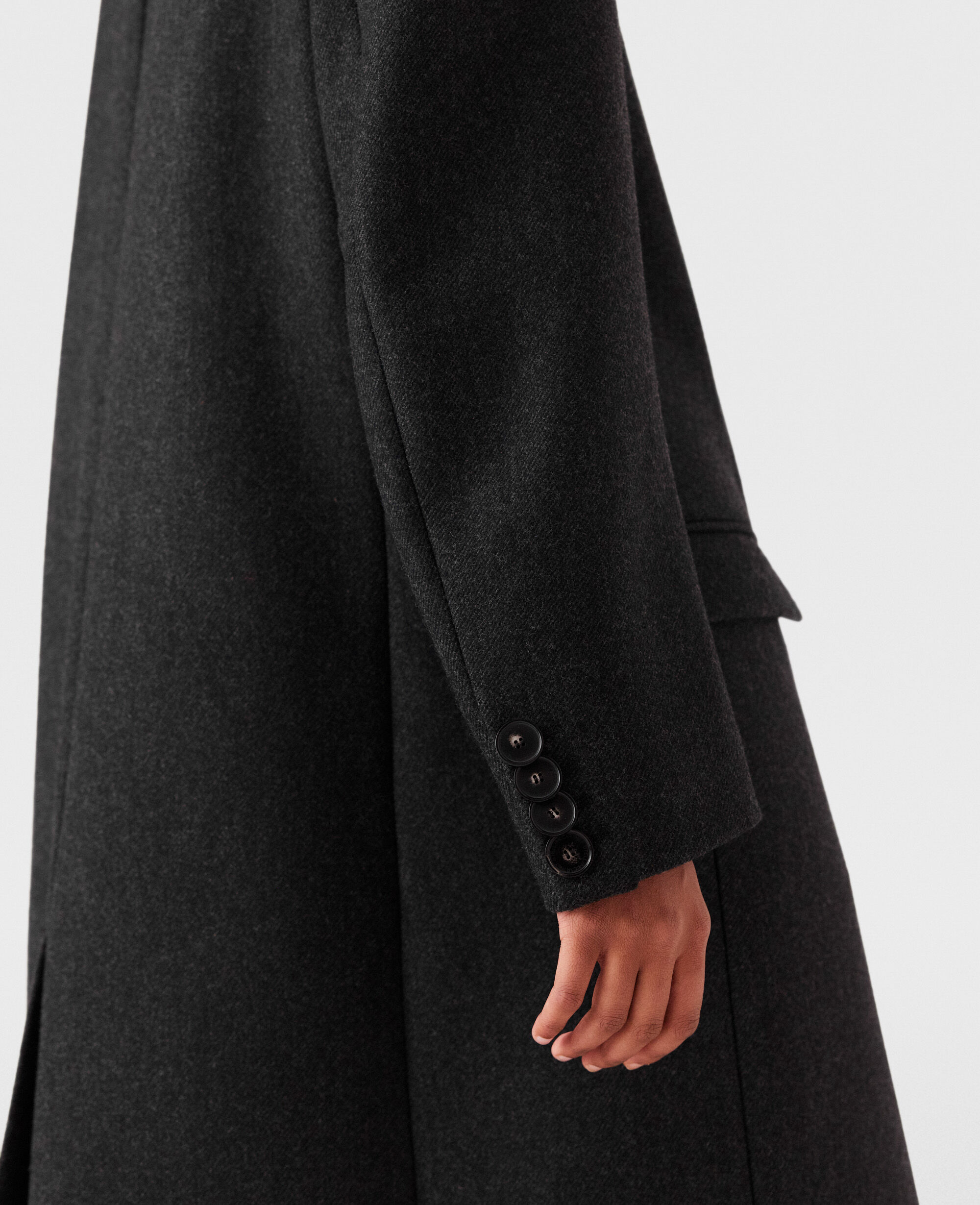Women Concrete Double-Breasted Long Wool Coat | Stella