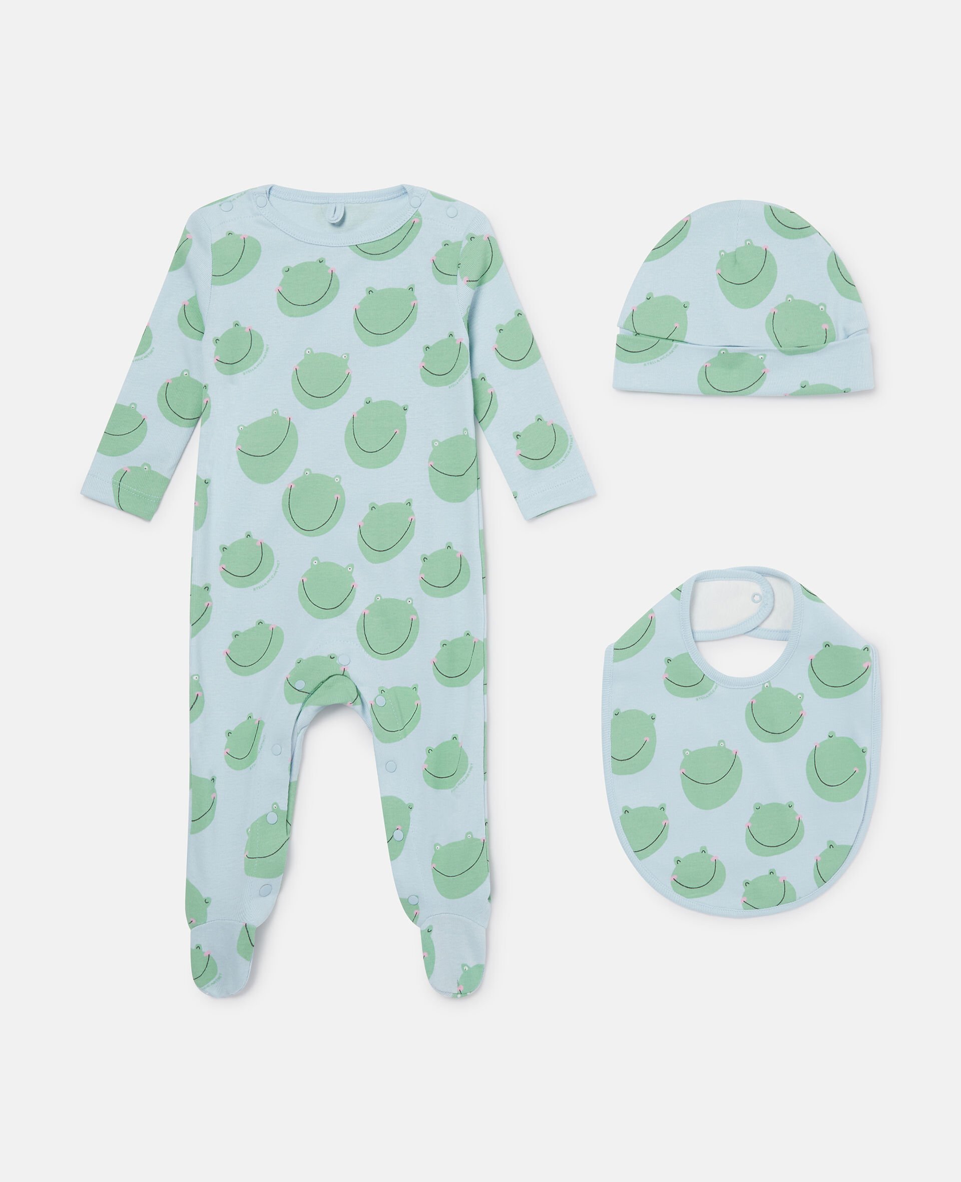 Frog Print Romper Gift Set-Blue-medium