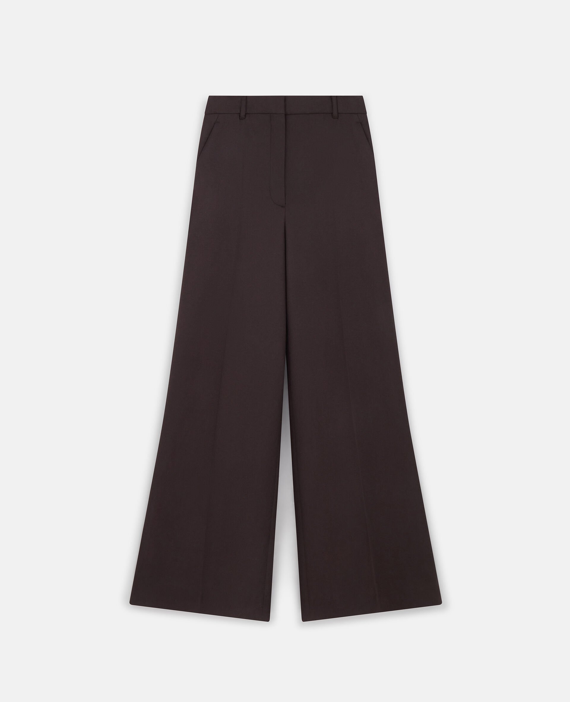 High-Rise Wide-Leg Wool Trousers-Brown-medium