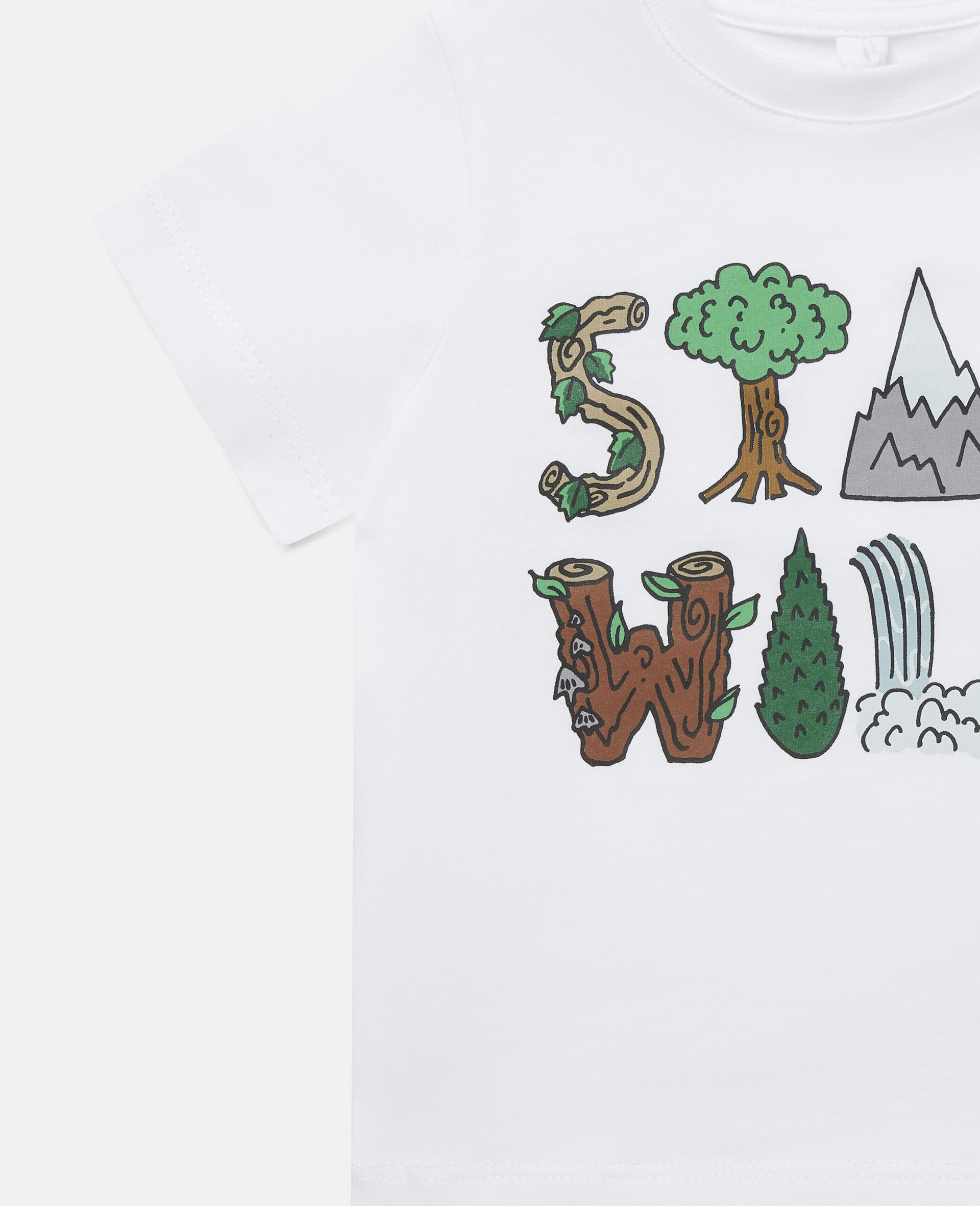 Baumwoll-T-Shirt mit „Stay Wild“-Print-Weiß-large image number 2