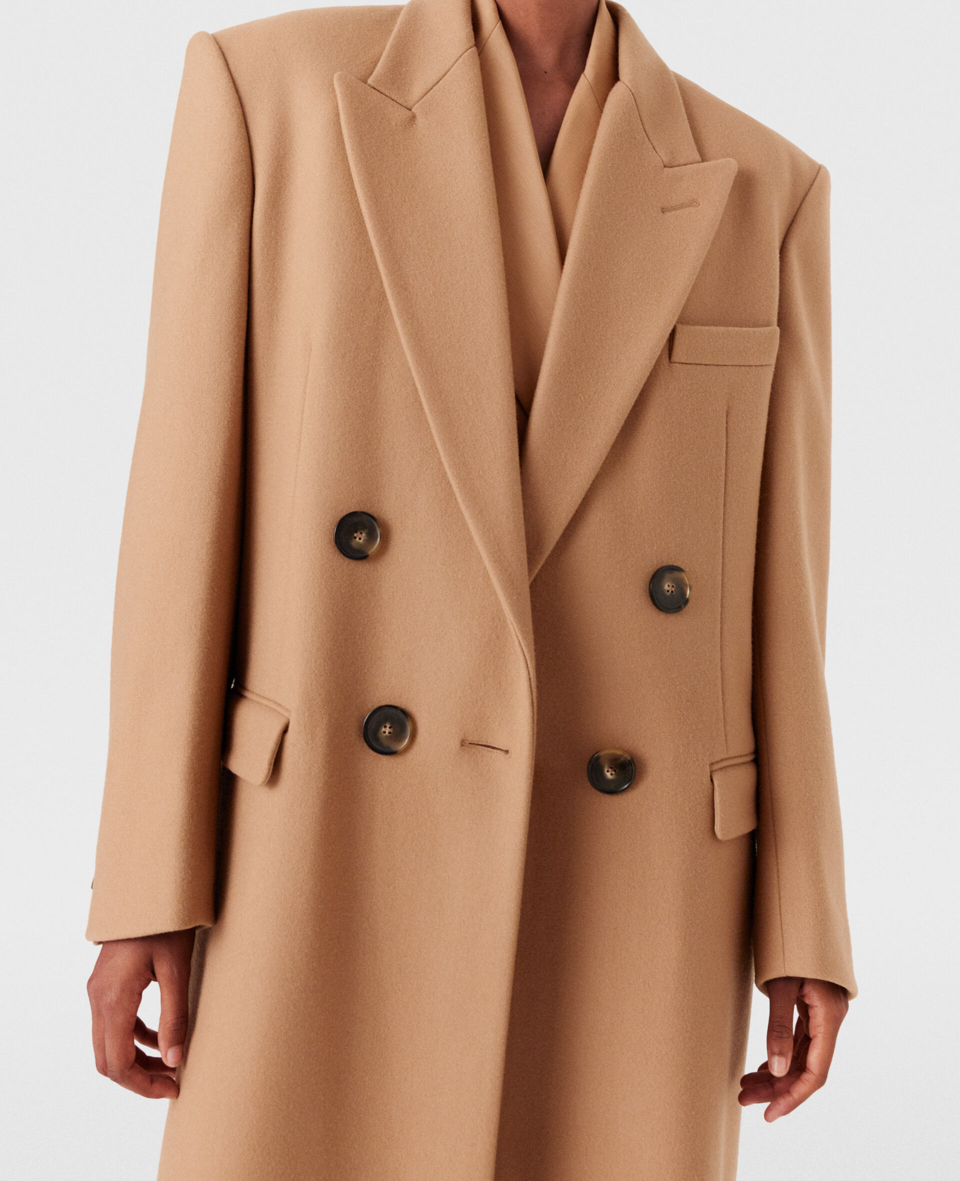 Double Breasted Longline Coat-Brown-large image number 3