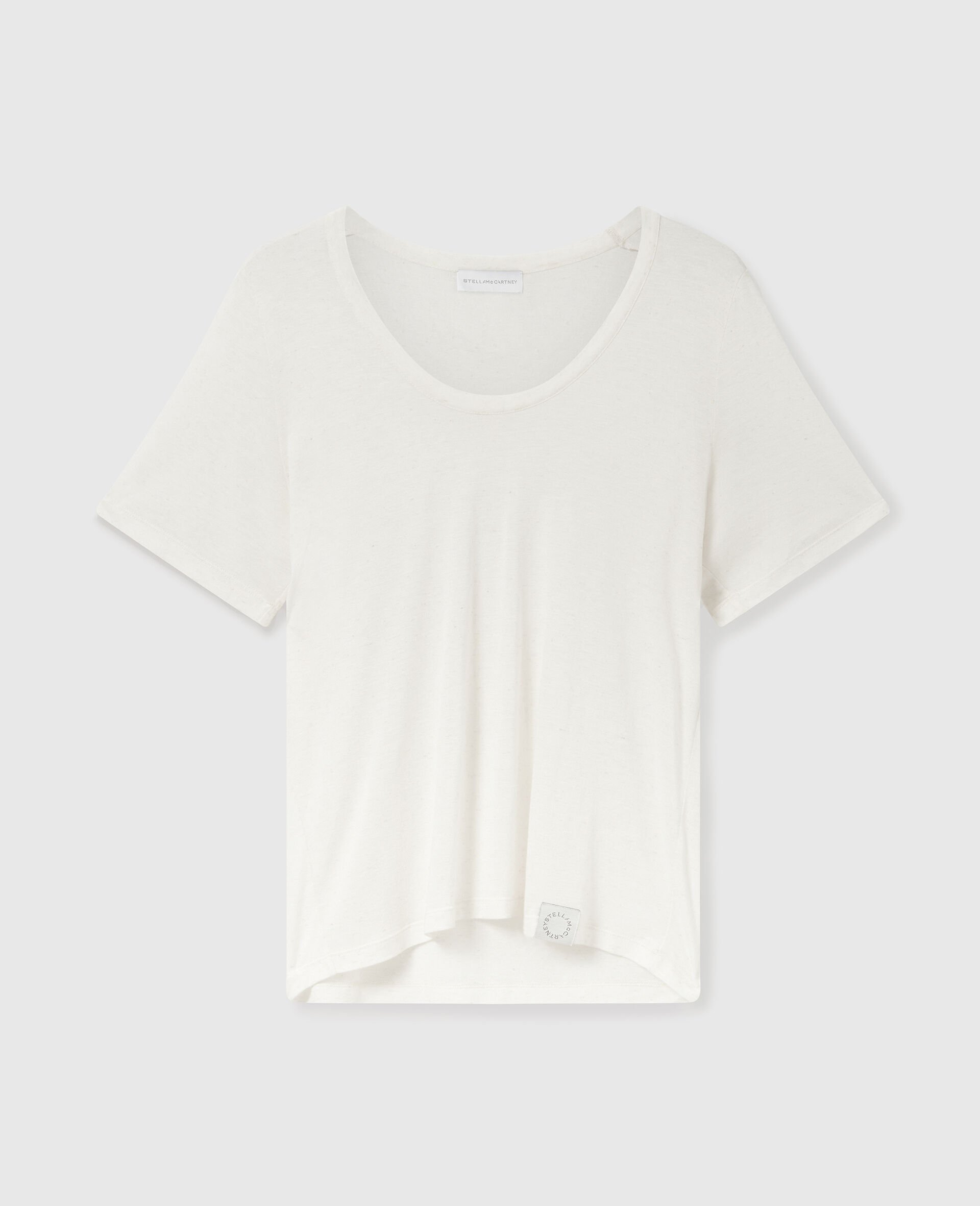 Semi-Sheer Knit Crewneck T-Shirt-White-medium