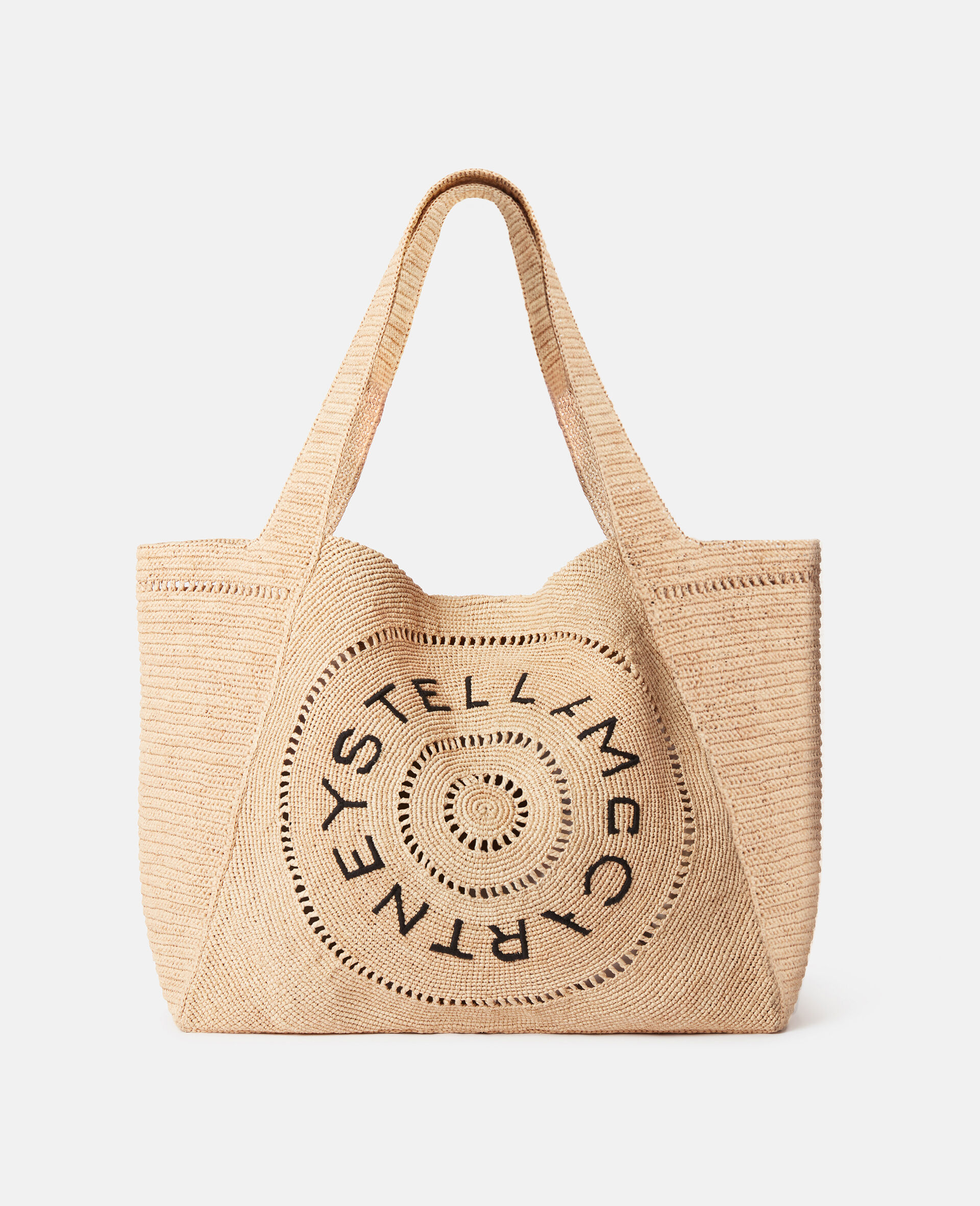 Tote Grande in Rafia con Logo-Beige-large image number 0