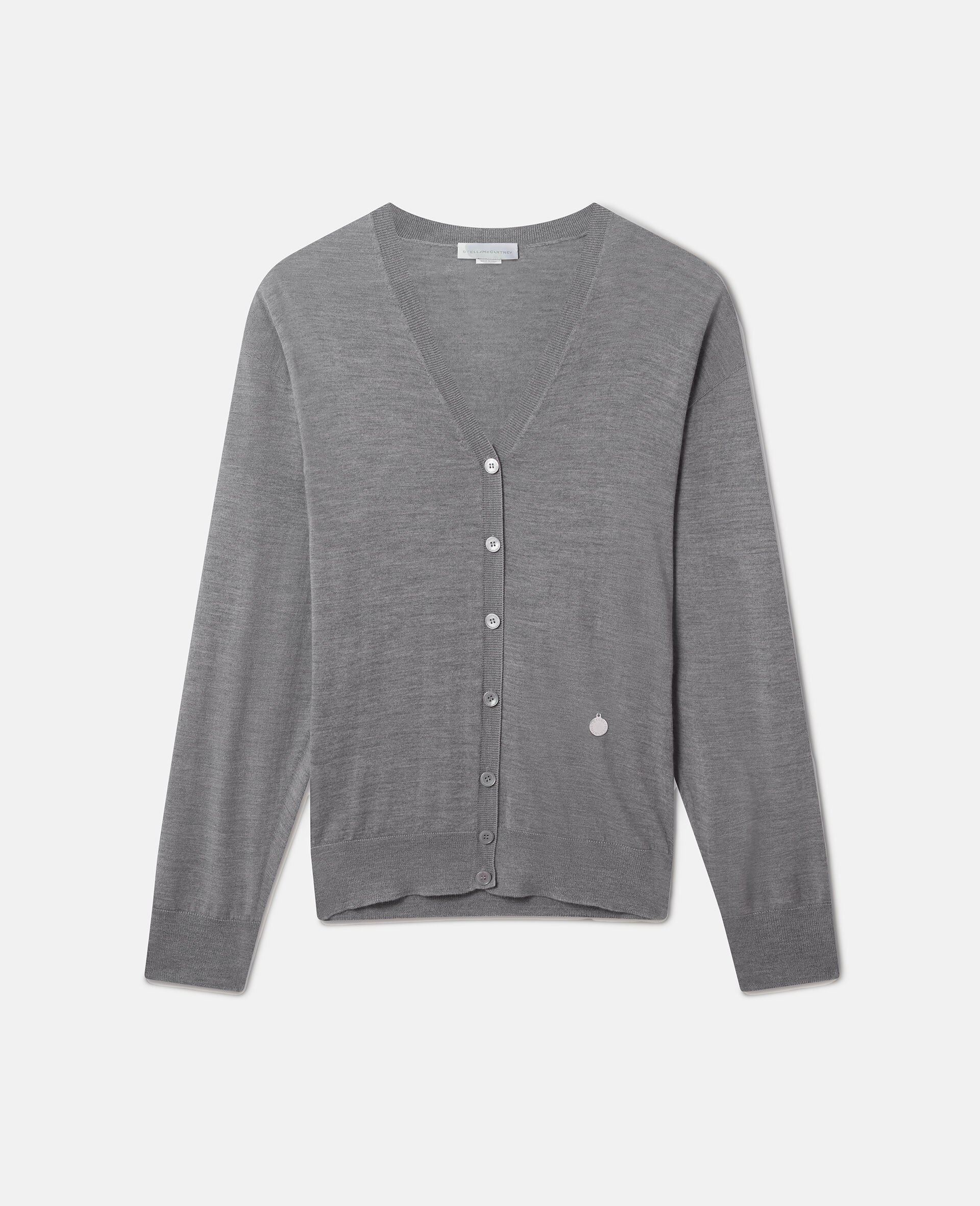 Lightweight Wool Knit Cardigan-Grey-medium