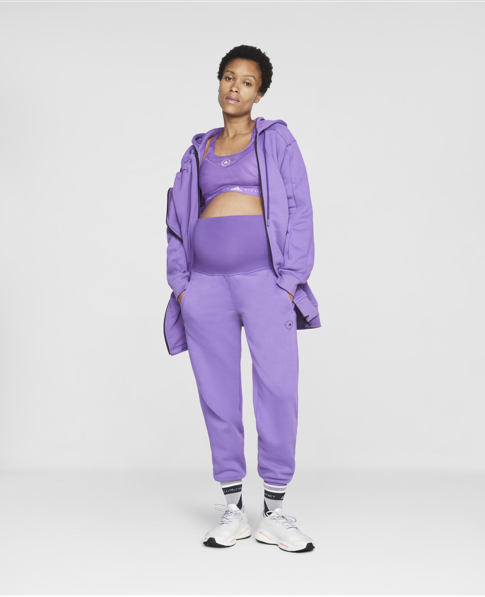 Maternity Fleece Trousers-Purple-large image number 1