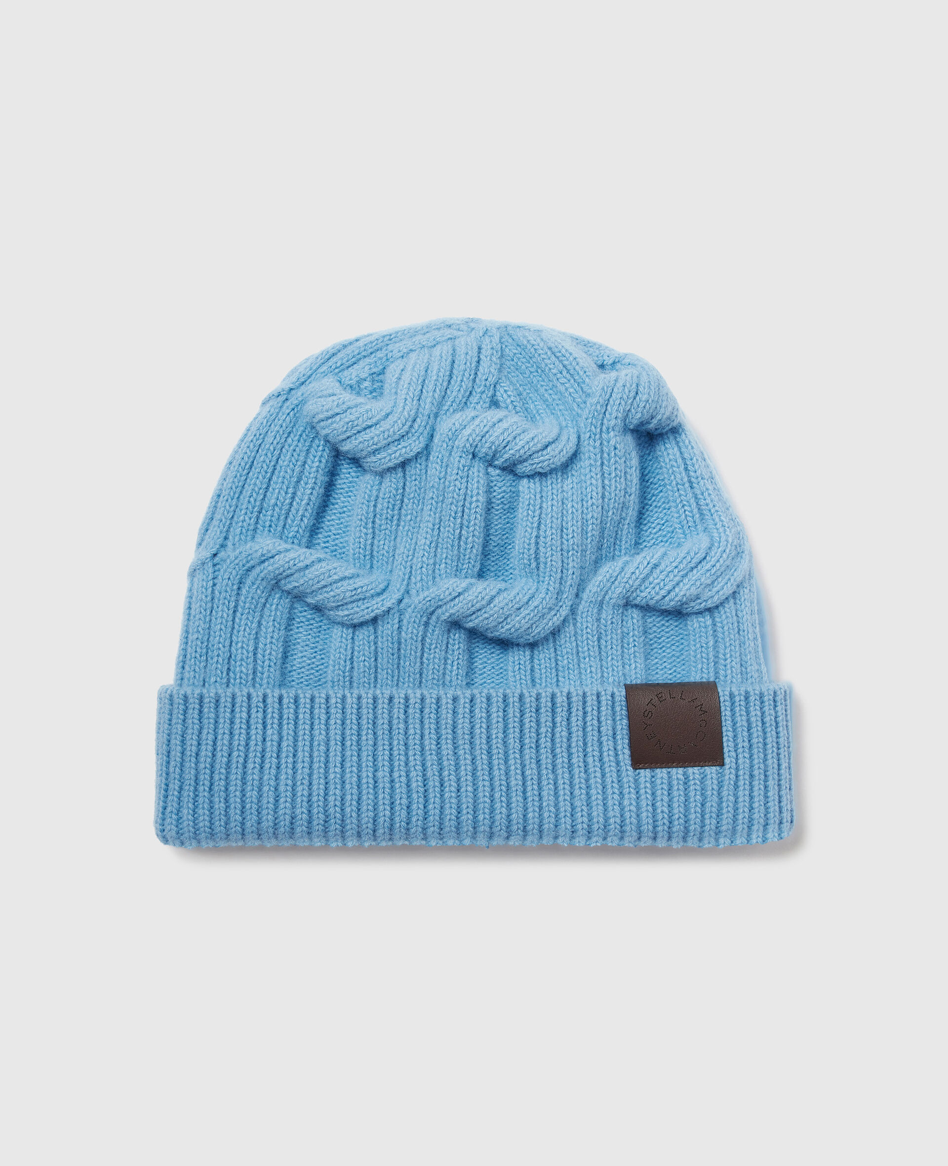 Falabella Cable-Knit Beanie-Blue-medium