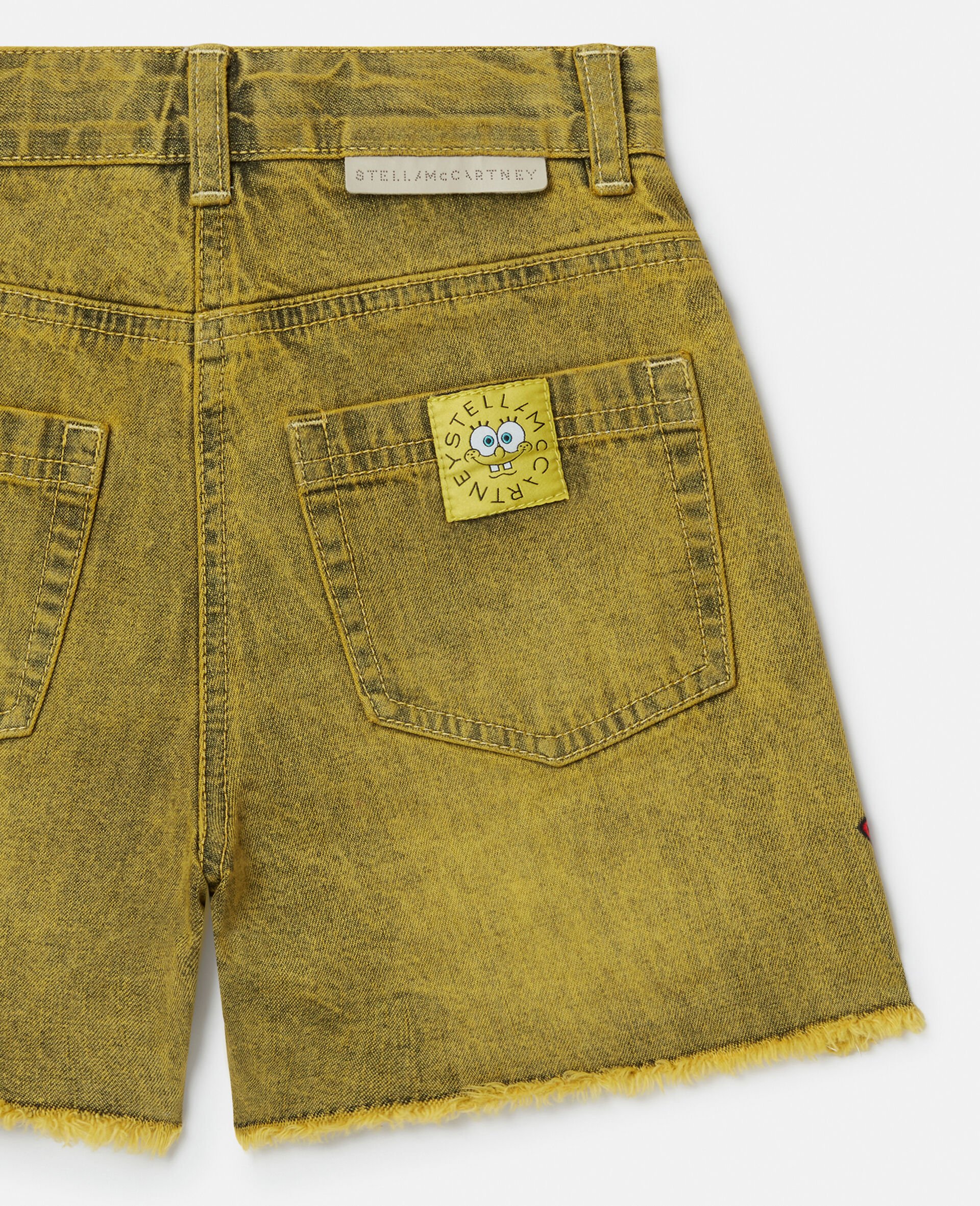 SpongeBob Graphic Denim Shorts-Yellow-large SpongeBob Graphic Denim Shorts-Yellow-large image number 3