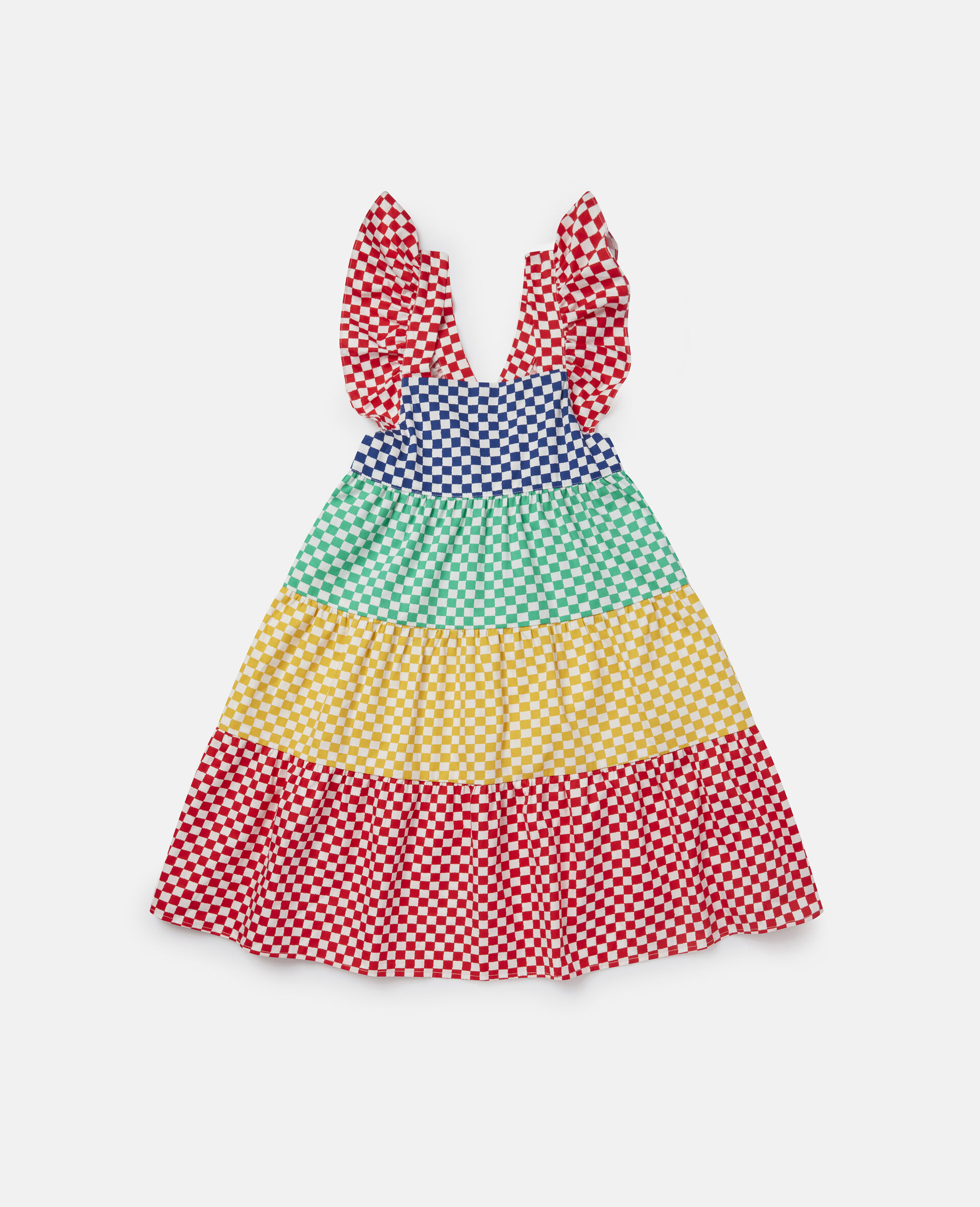 Frilled Cotton Dress-Multicolour-large image number 0