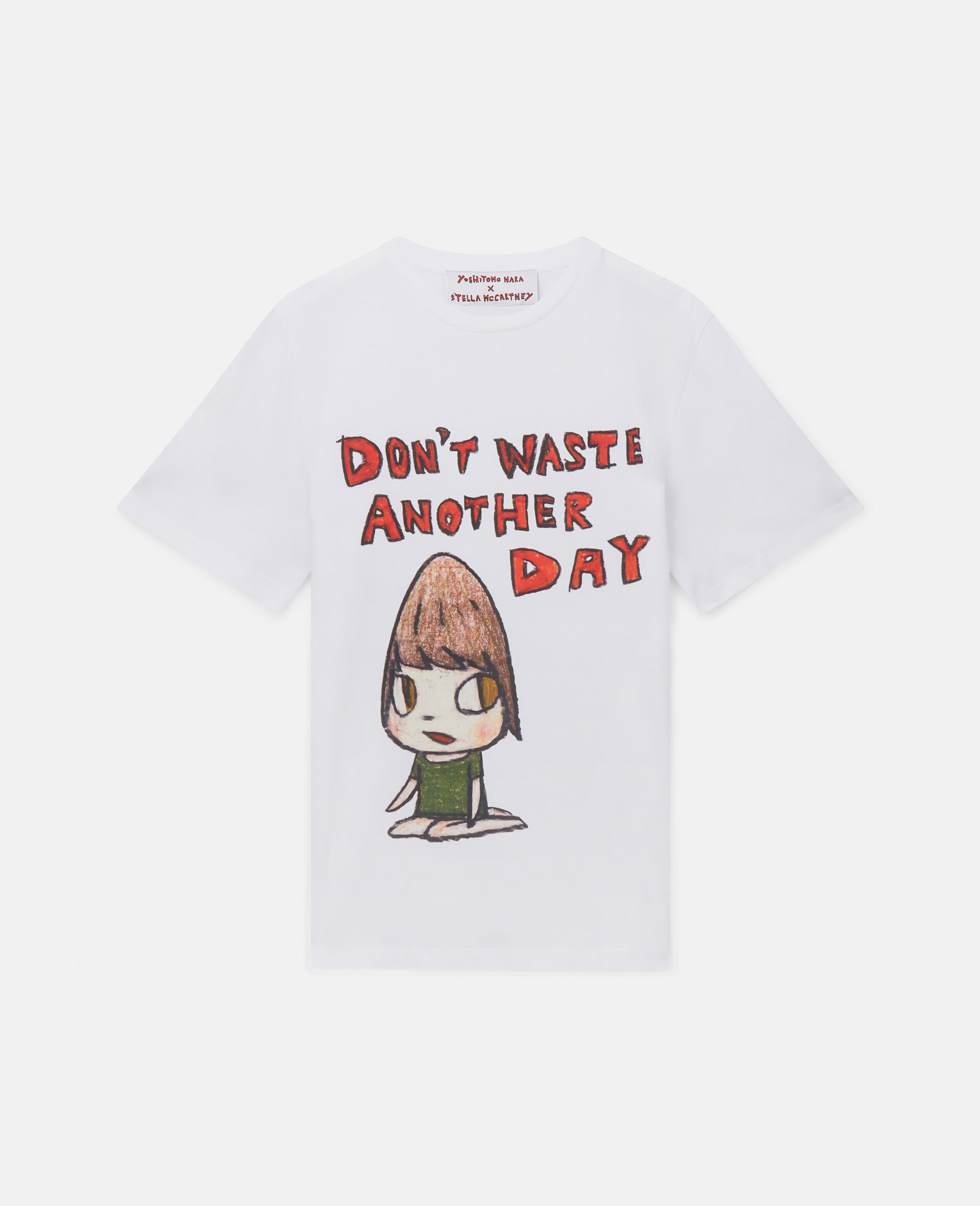 Don't Waste Another Day 슬로건 오버사이즈 티셔츠-화이트-large image number 0