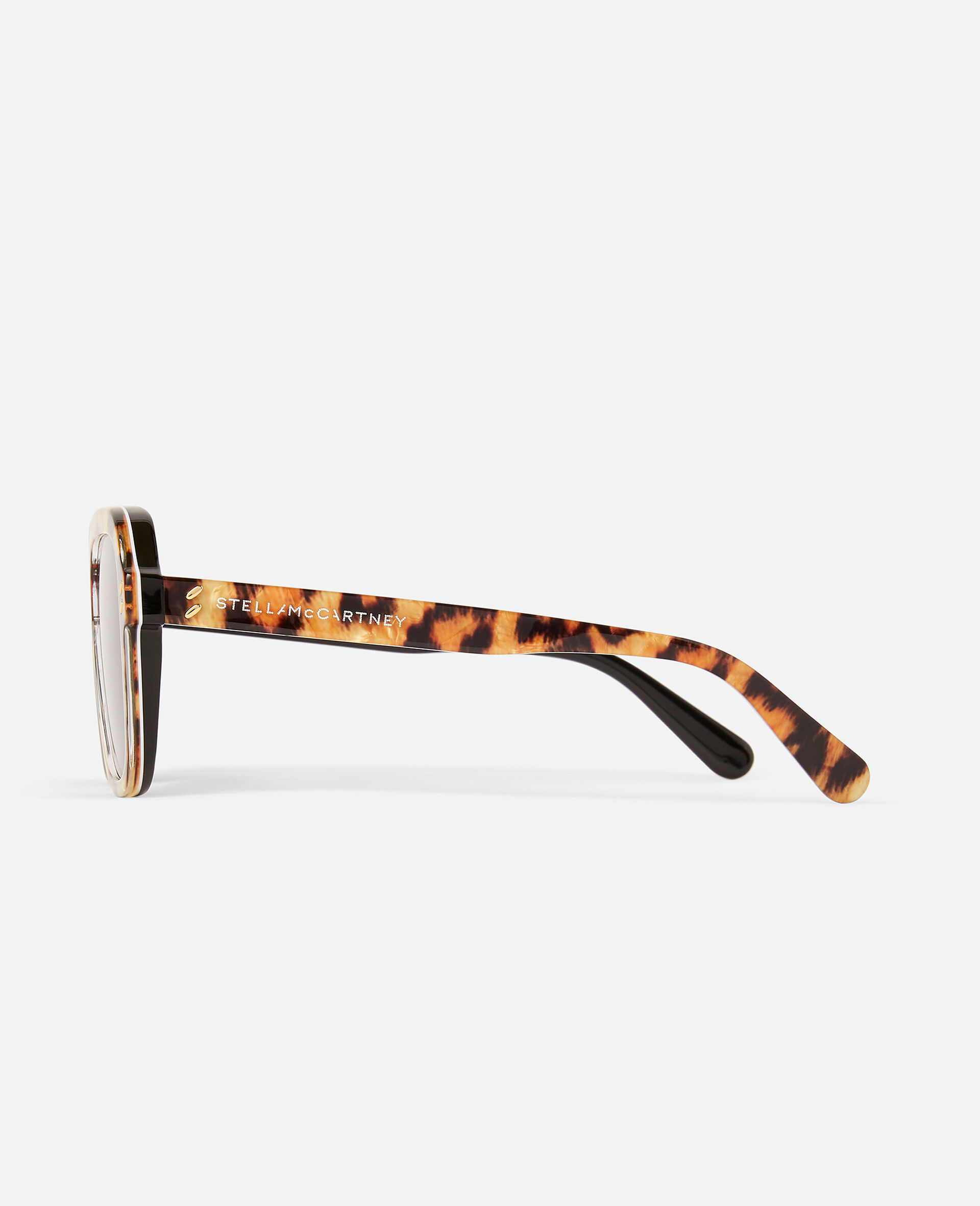 Sonnenbrille mit Leopard-Muster und eckiger Fassung-Schwarz-large image number 3