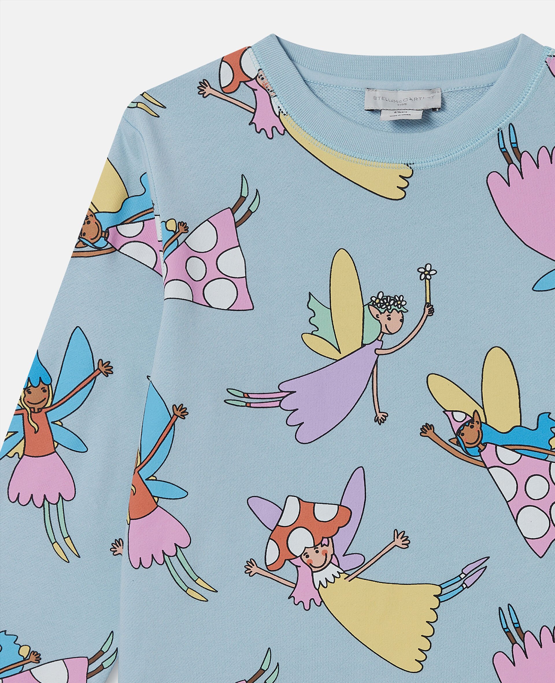 Fairies Print Crewneck Sweatshirt-Blue-large Fairies Print Crewneck Sweatshirt-Blue-large image number 1