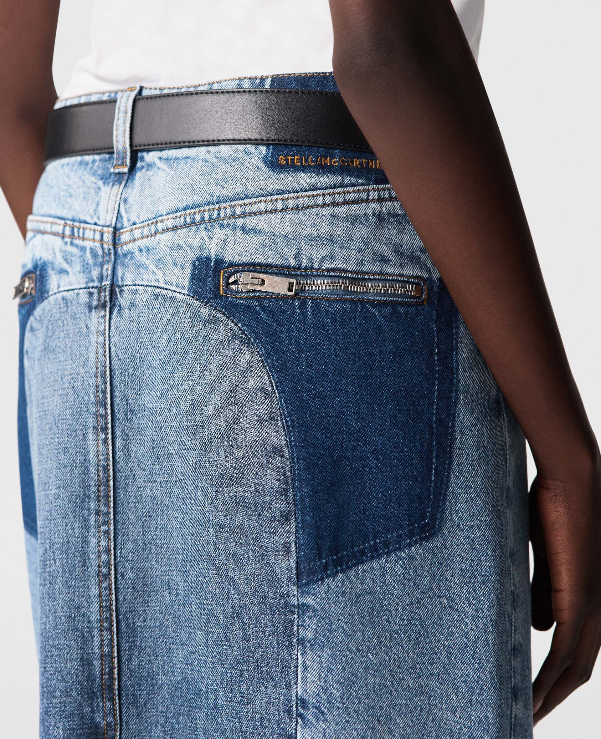 Jeansrock mit Vintage-Waschung und Vorderschlitz-Blau-large image number 2